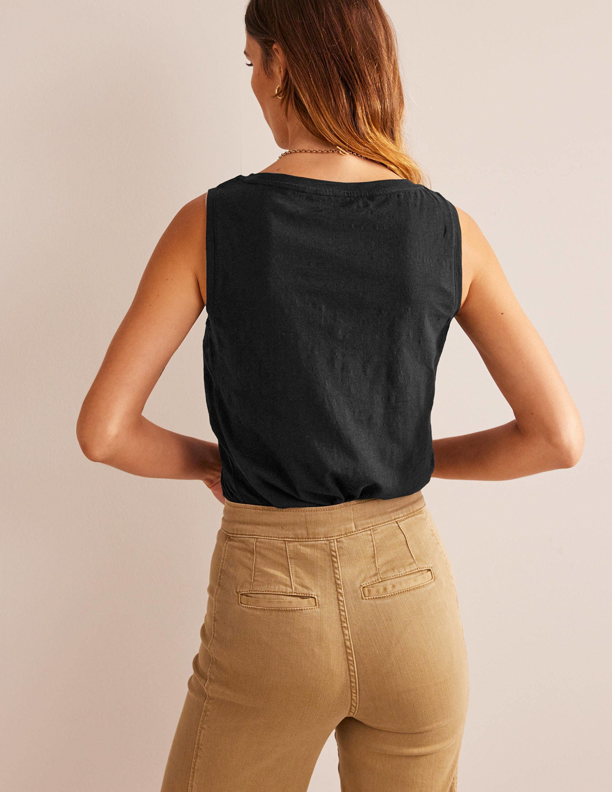 Regular V-neck Slub Vest-Black - Image 3