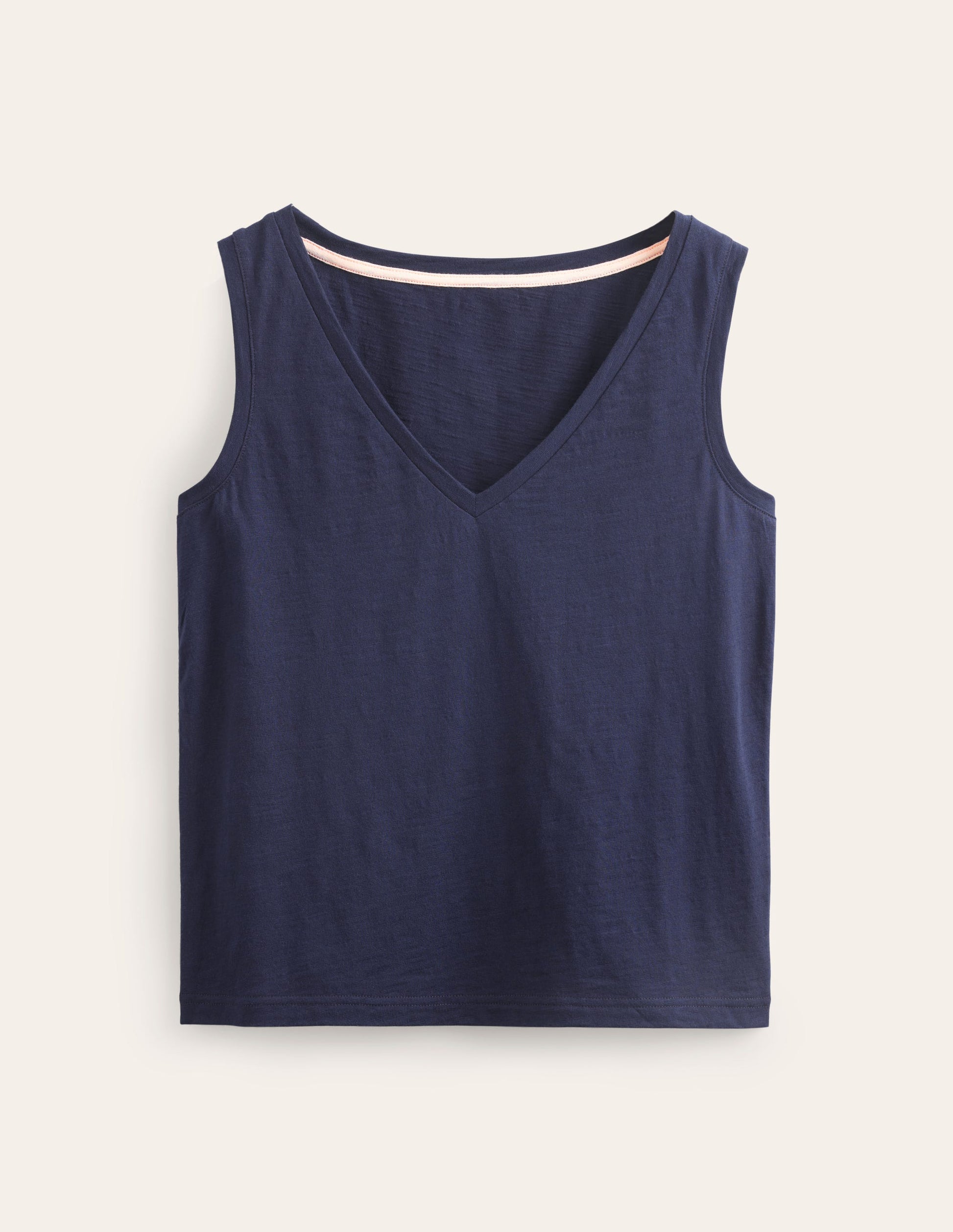 Regular V-neck Slub Vest-Navy-5
