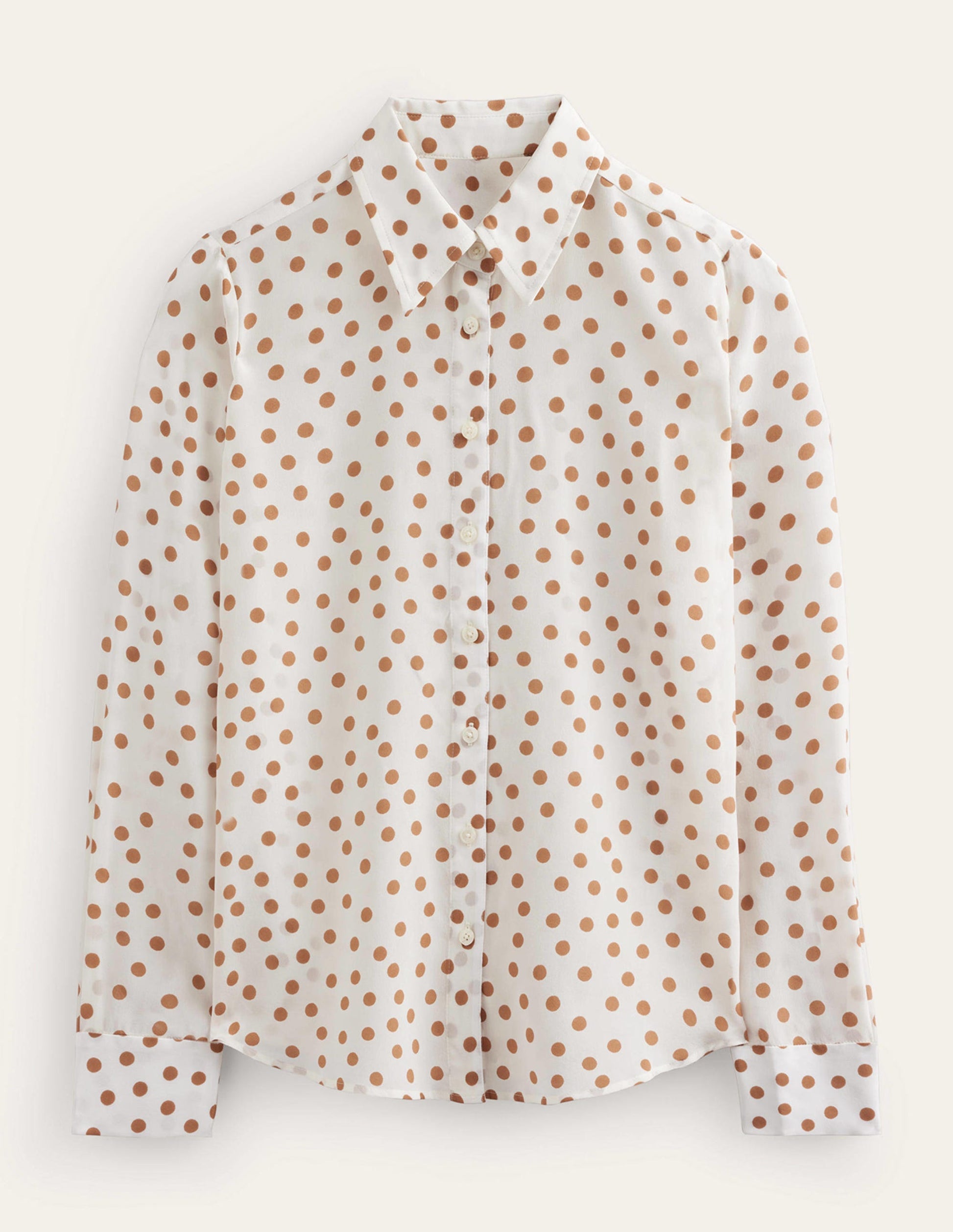 Sienna Silk Shirt-Camel, Dotty Spot-7