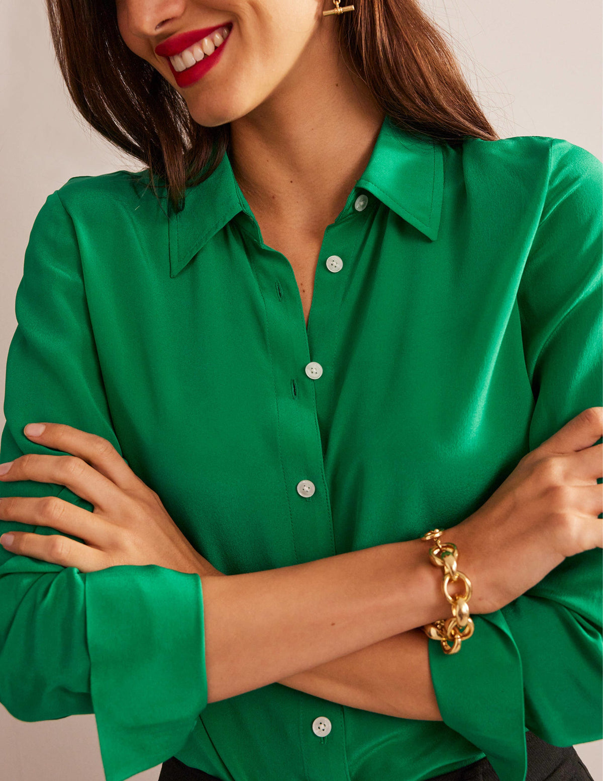 Sienna Silk Shirt-Meadow Green - Image 2