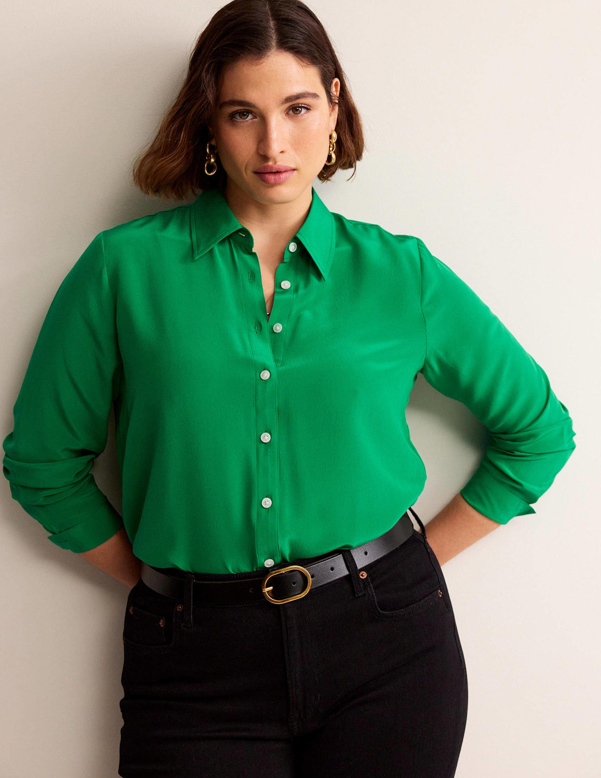 Sienna Silk Shirt-Meadow Green - Image 5
