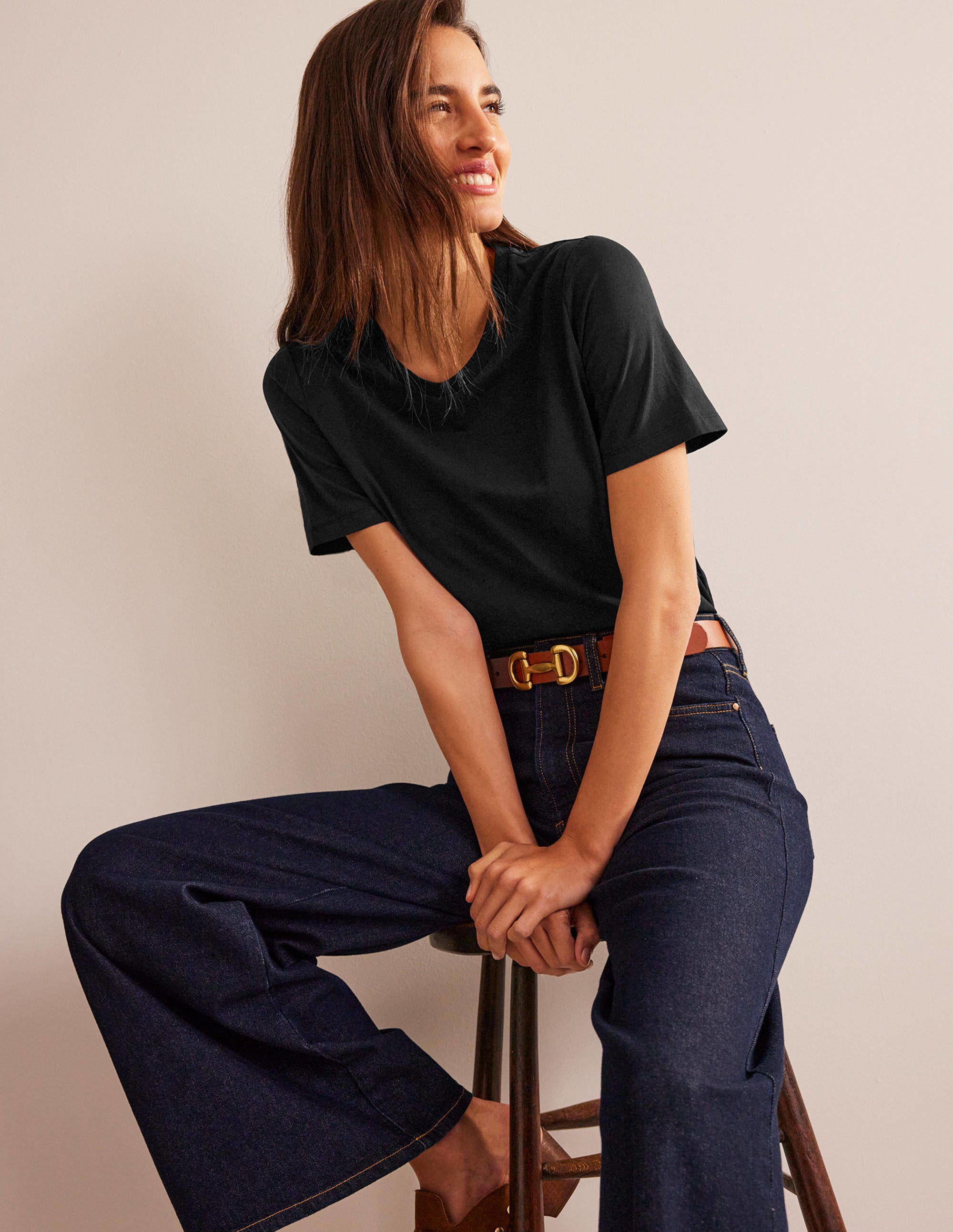 Pure Cotton Crew T-shirt-Black - Image 1