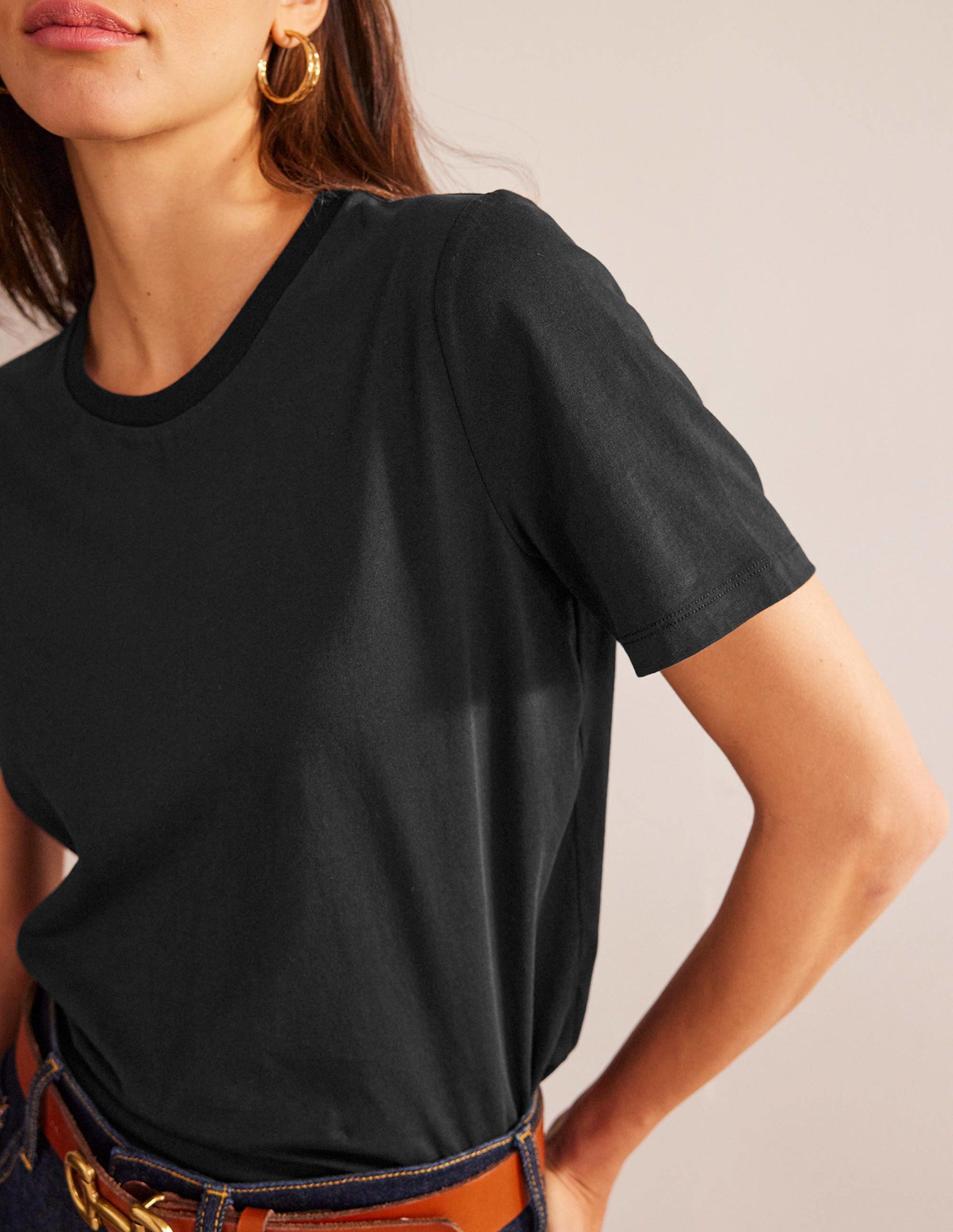 Pure Cotton Crew T-shirt-Black-2