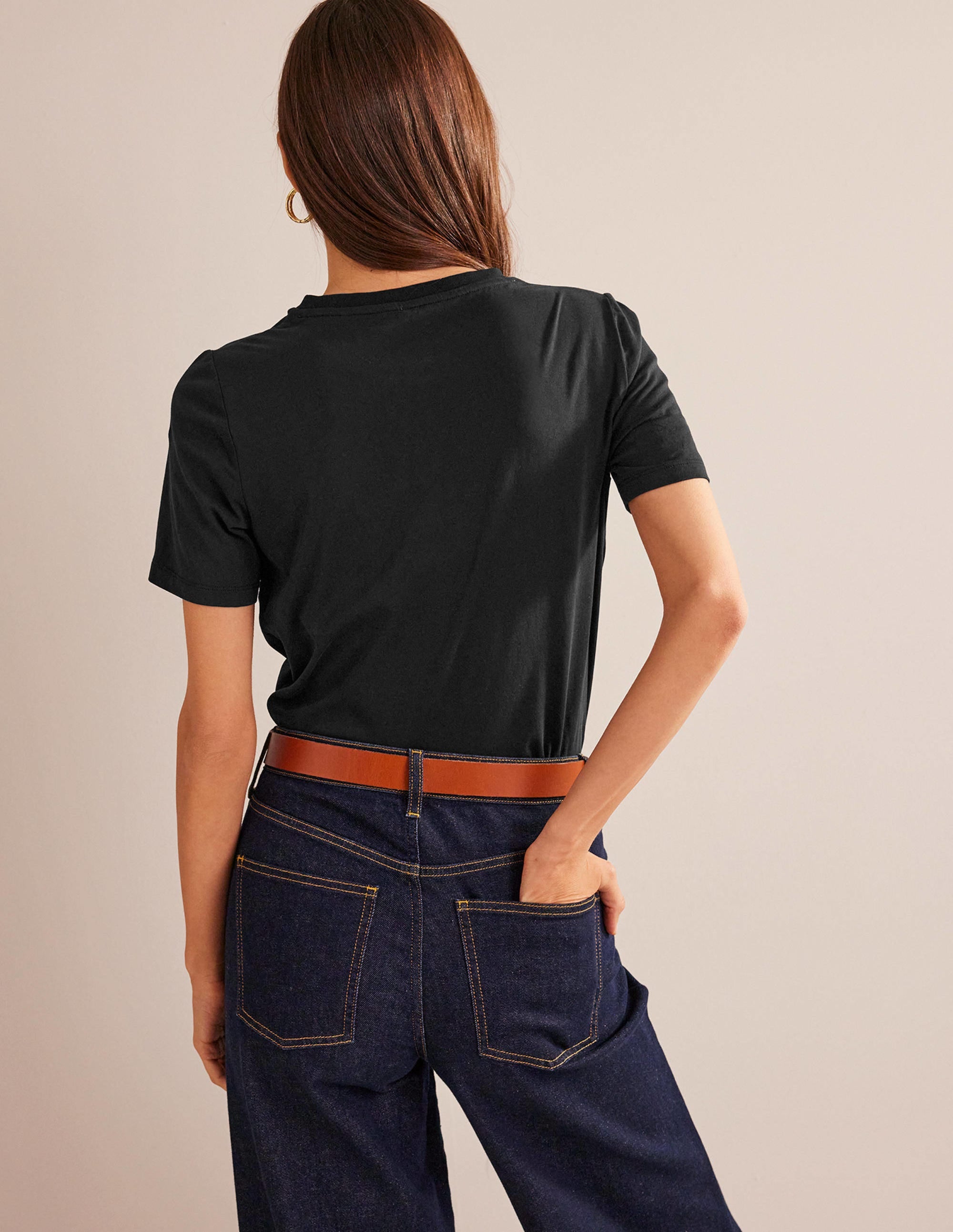 Pure Cotton Crew T-shirt-Black - Image 3