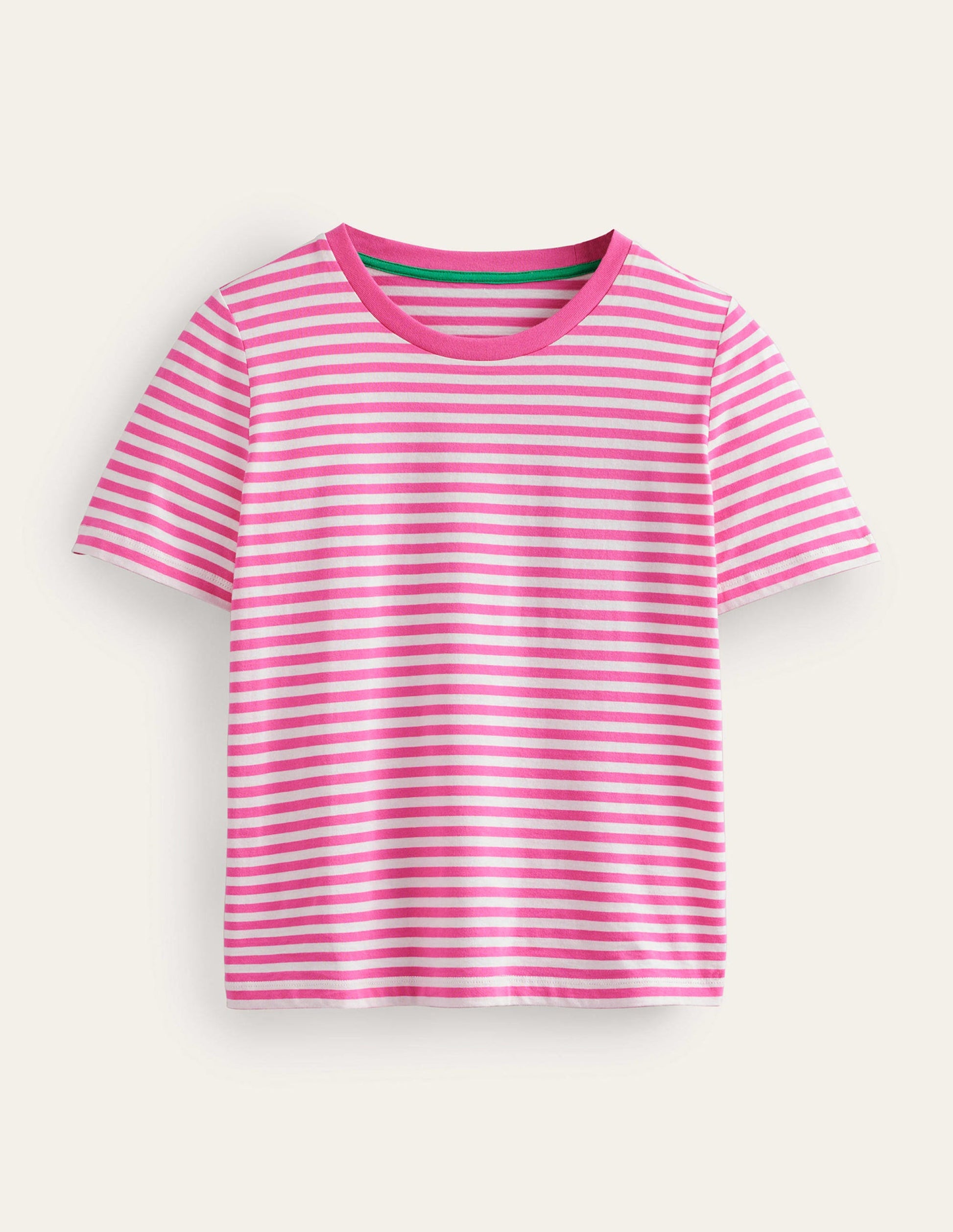 Pure Cotton Crew T-shirt-Ivory, Pink-5