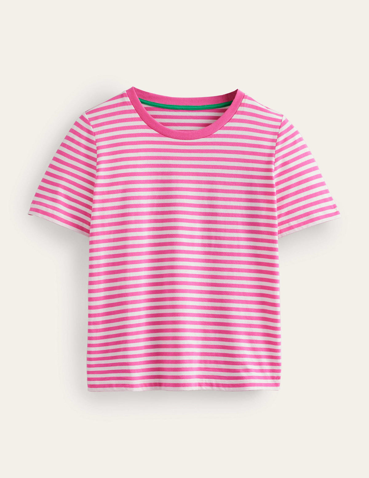 Pure Cotton Crew T-shirt-Ivory, Pink - Image 5