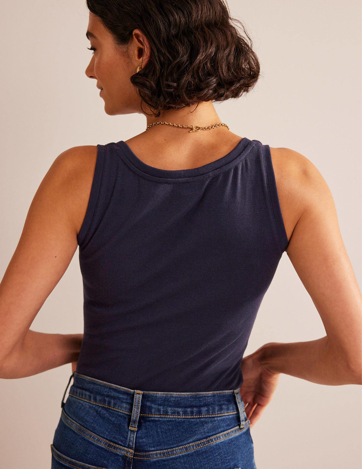 Essential Scoop-Neck Tank-Navy - Image 3