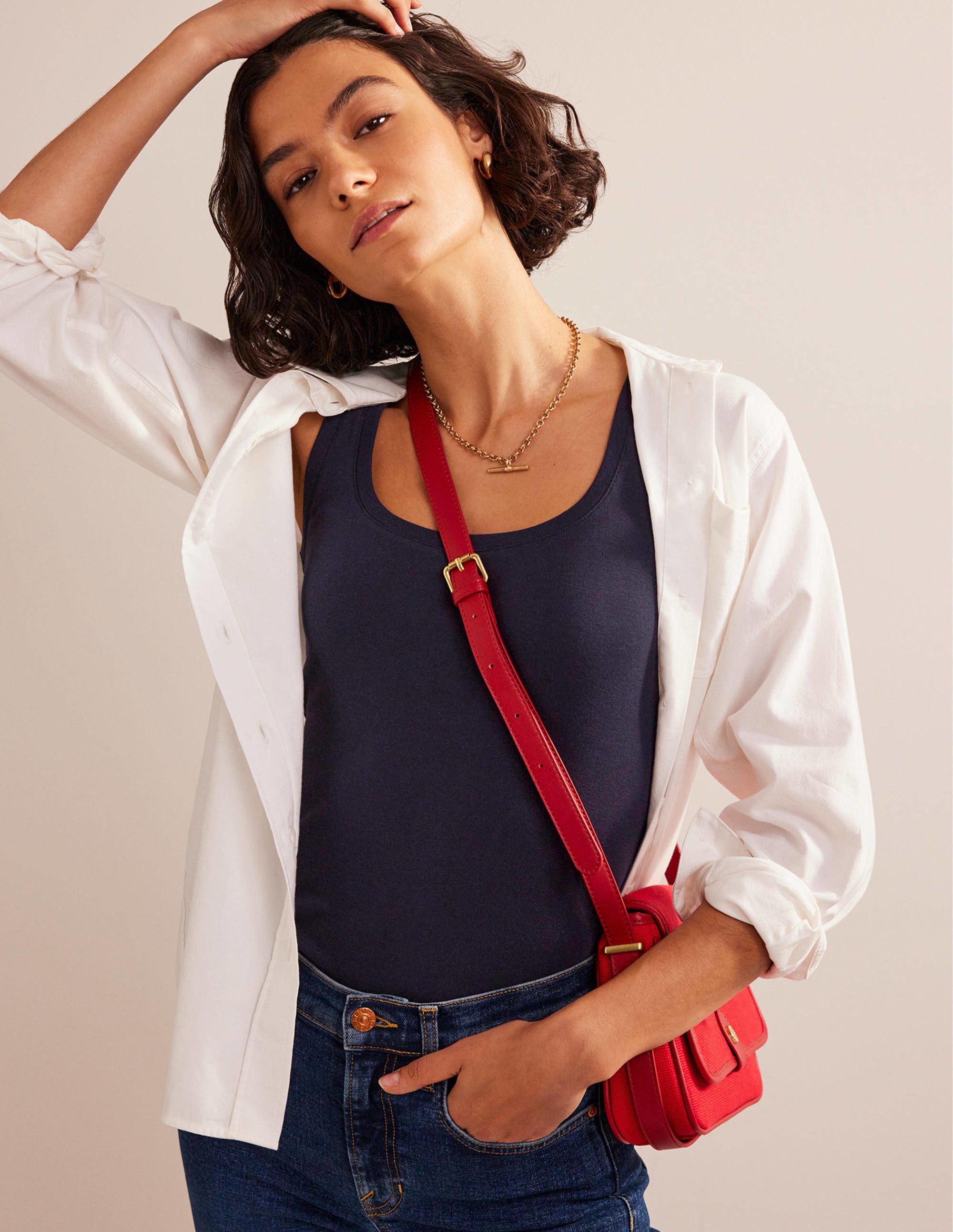 Essential Scoop-Neck Tank-Navy - Image 4
