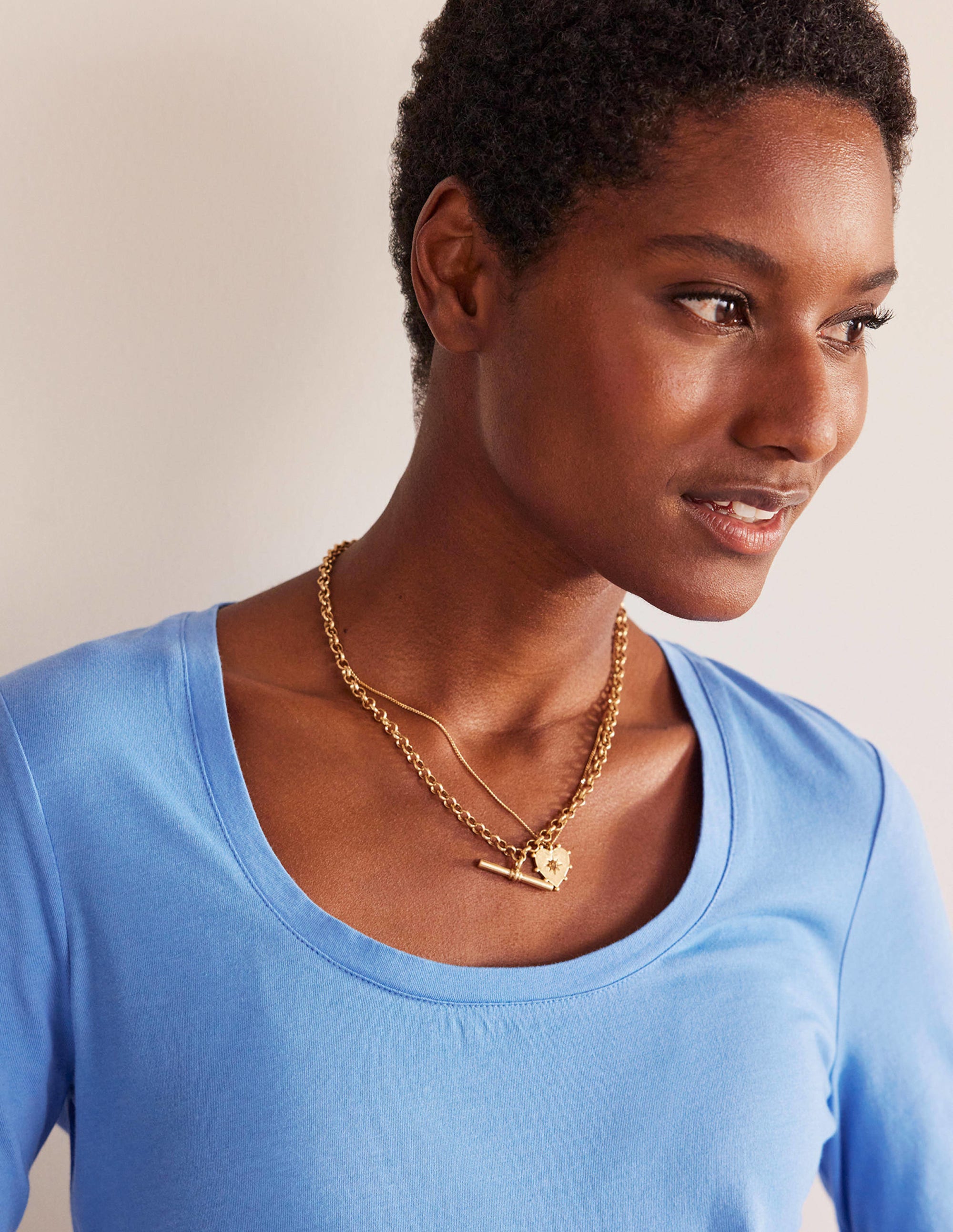 3/4 Sleeve Scoop Neck Top-Marina - Image 2