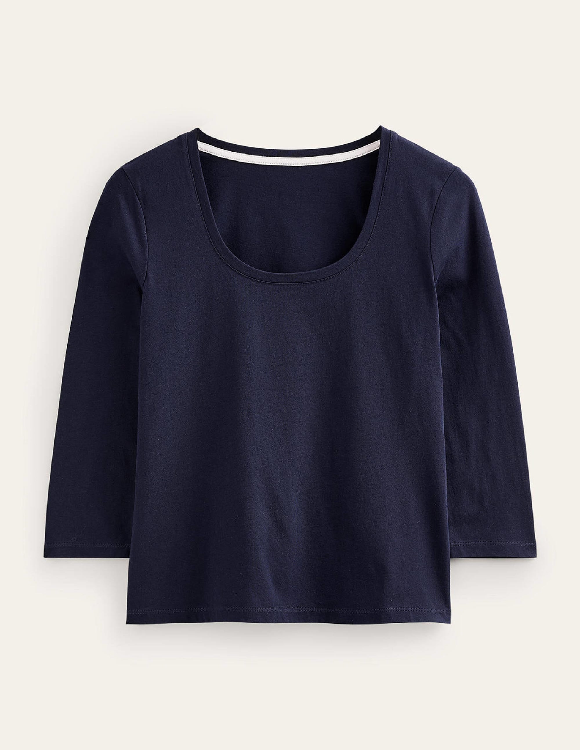 3/4 Sleeve Scoop Neck Top-Navy - Image 5
