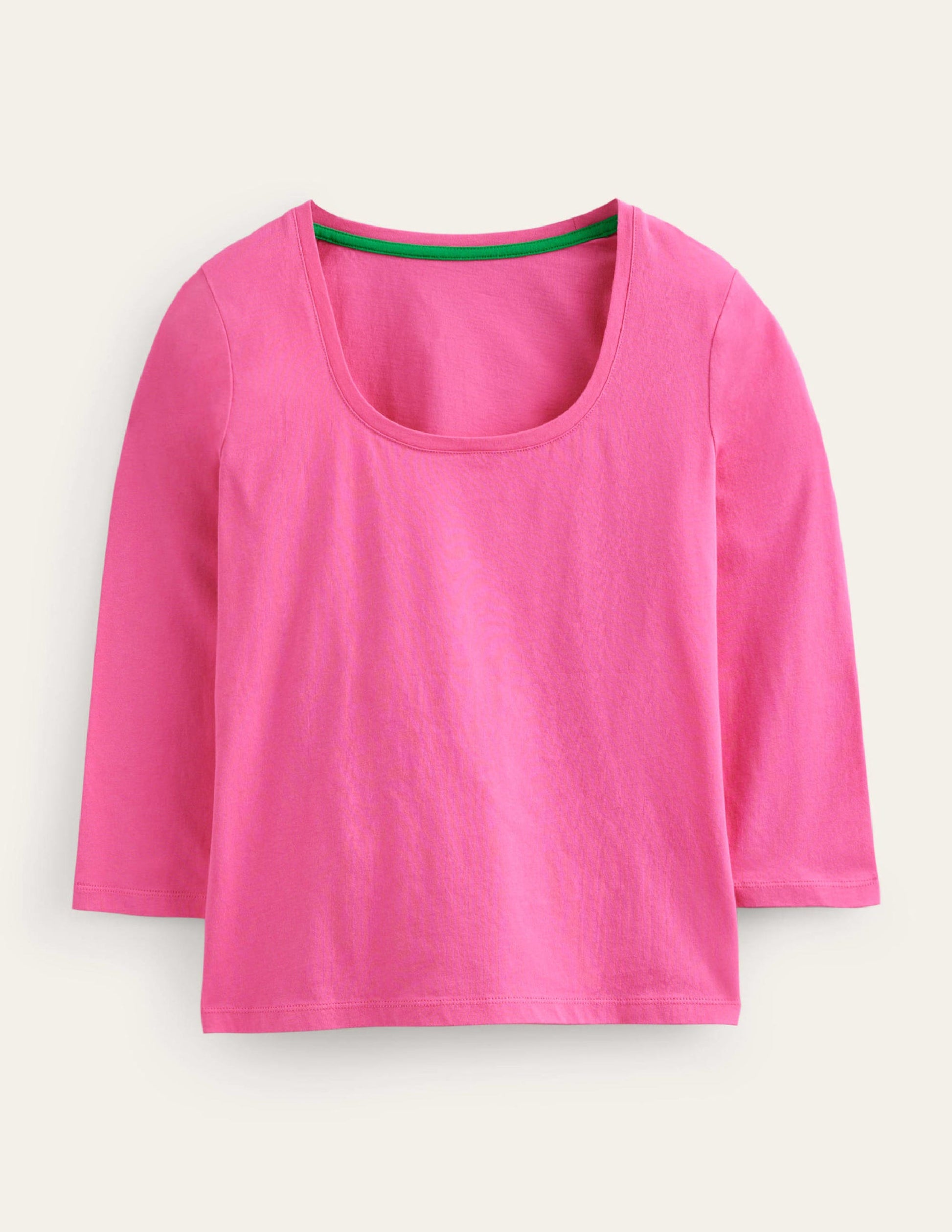 3/4 Sleeve Scoop Neck Top-Pink-5