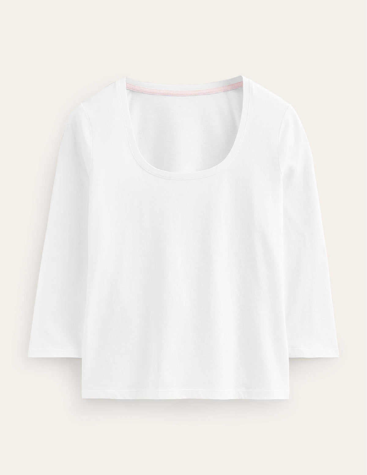 3/4 Sleeve Scoop Neck Top-White - Image 6