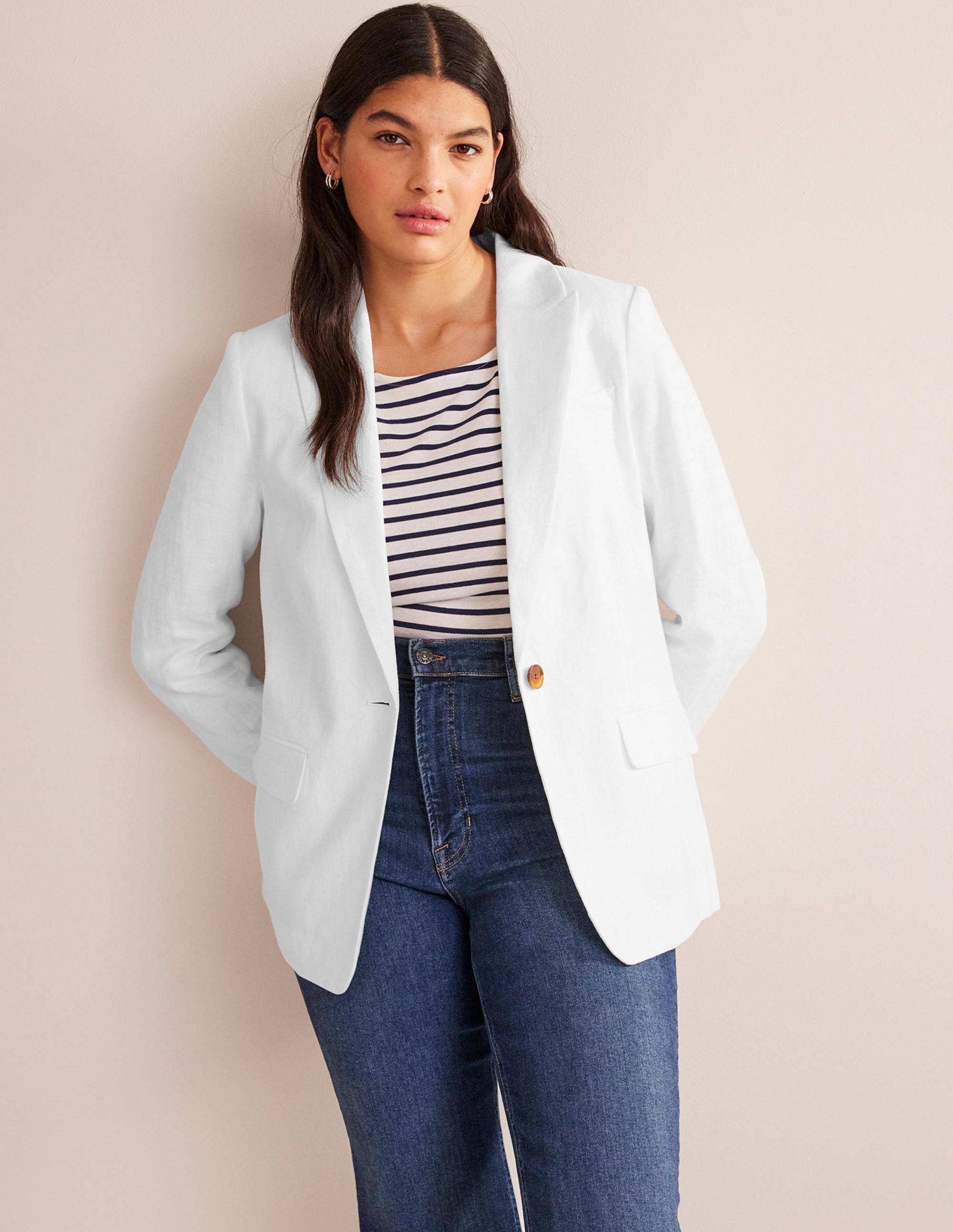The Cambridge Linen Blazer-White - Image 1