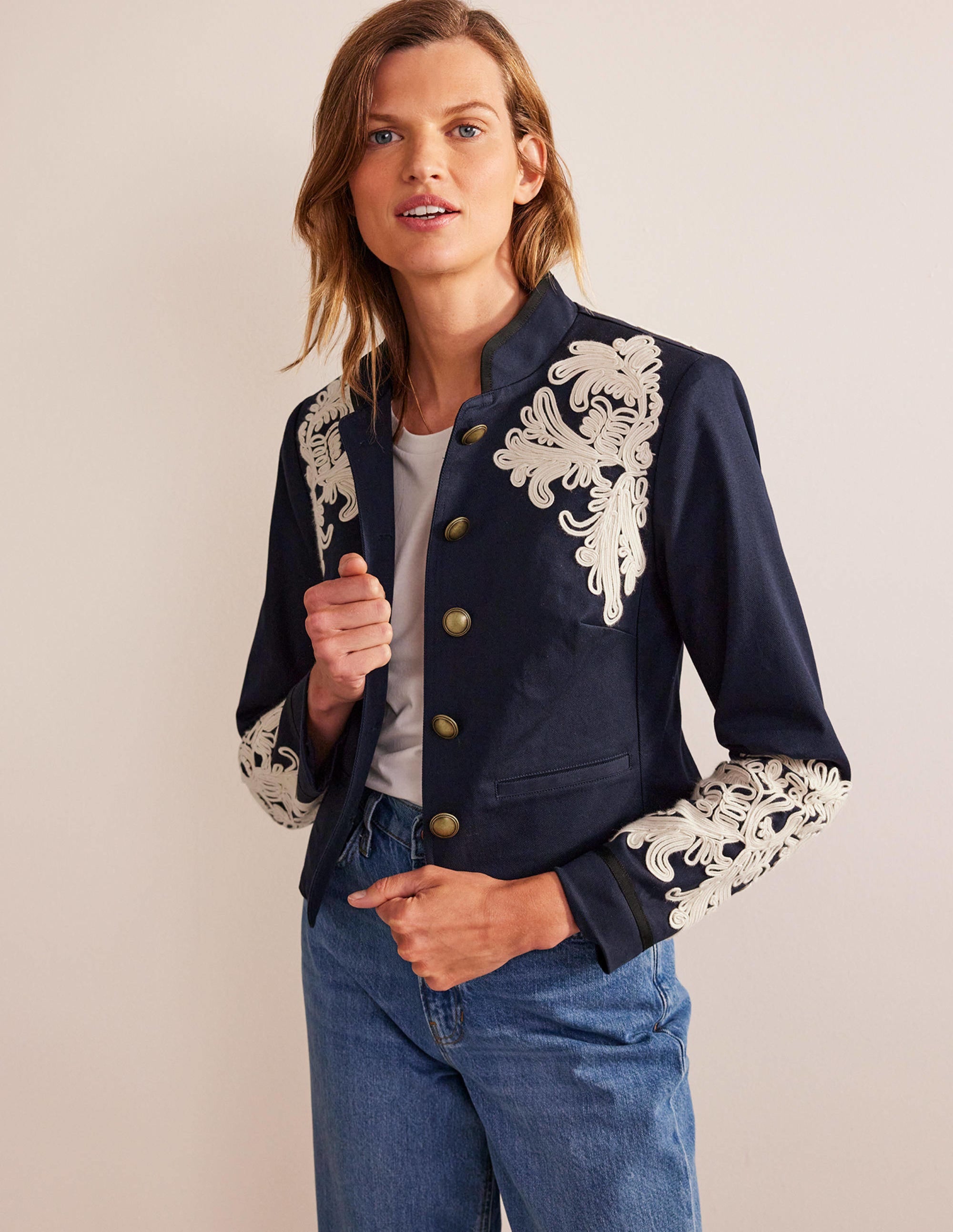 Warwick Embroidered Jacket-Navy - Image 2