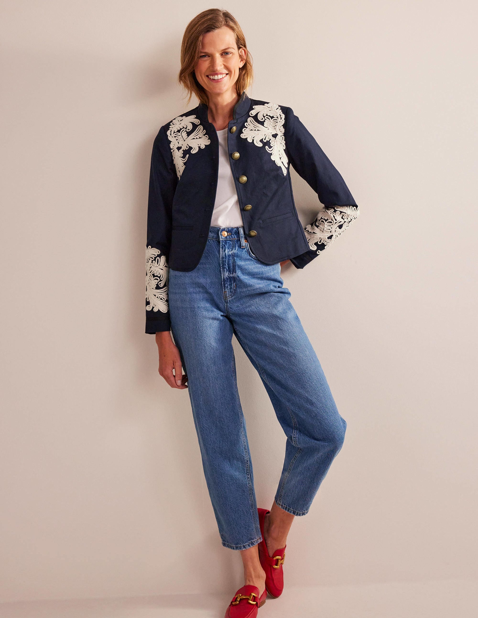 Warwick Embroidered Jacket-Navy - Image 5
