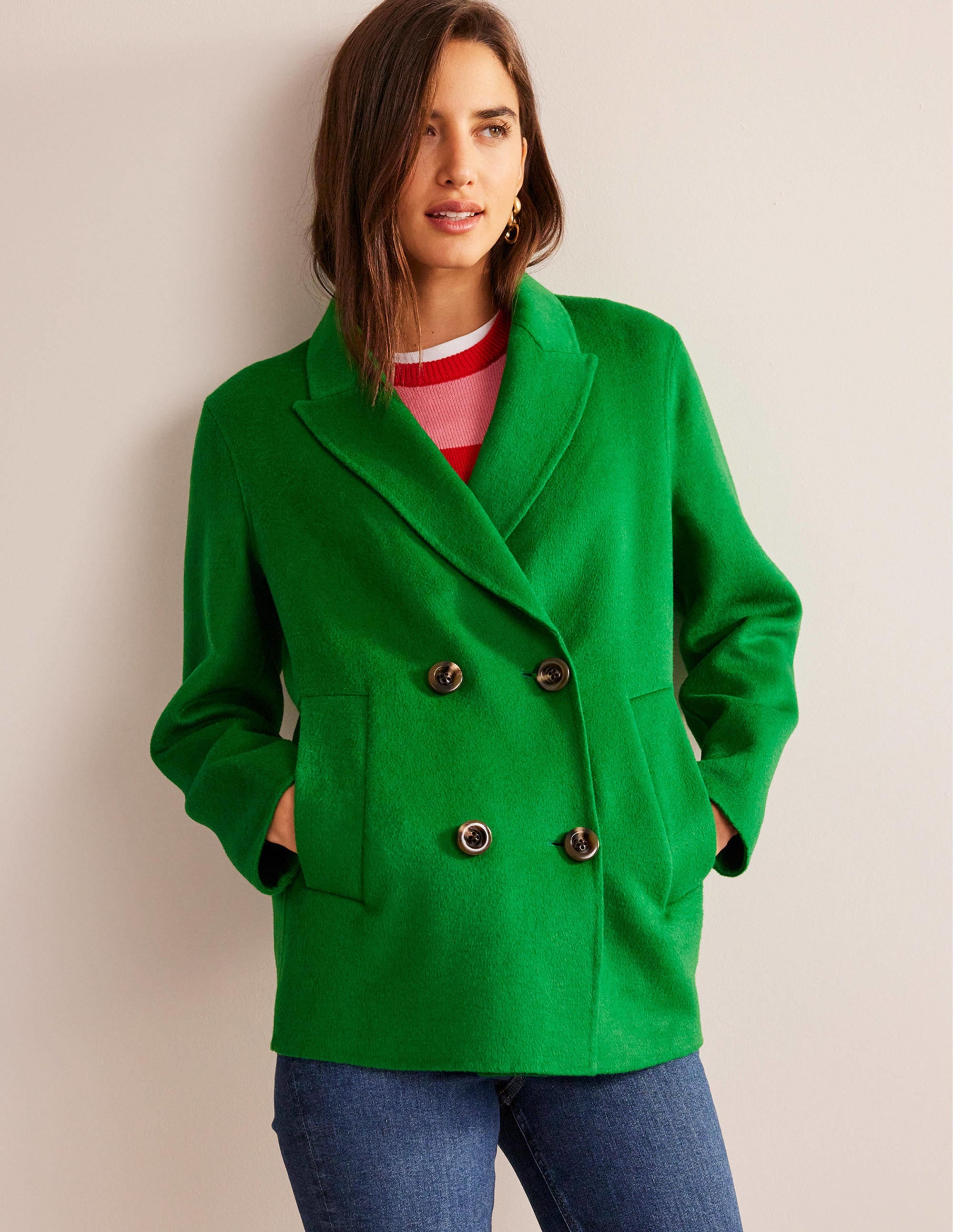Wool-Blend Pea Coat-Highland Green - Image 4