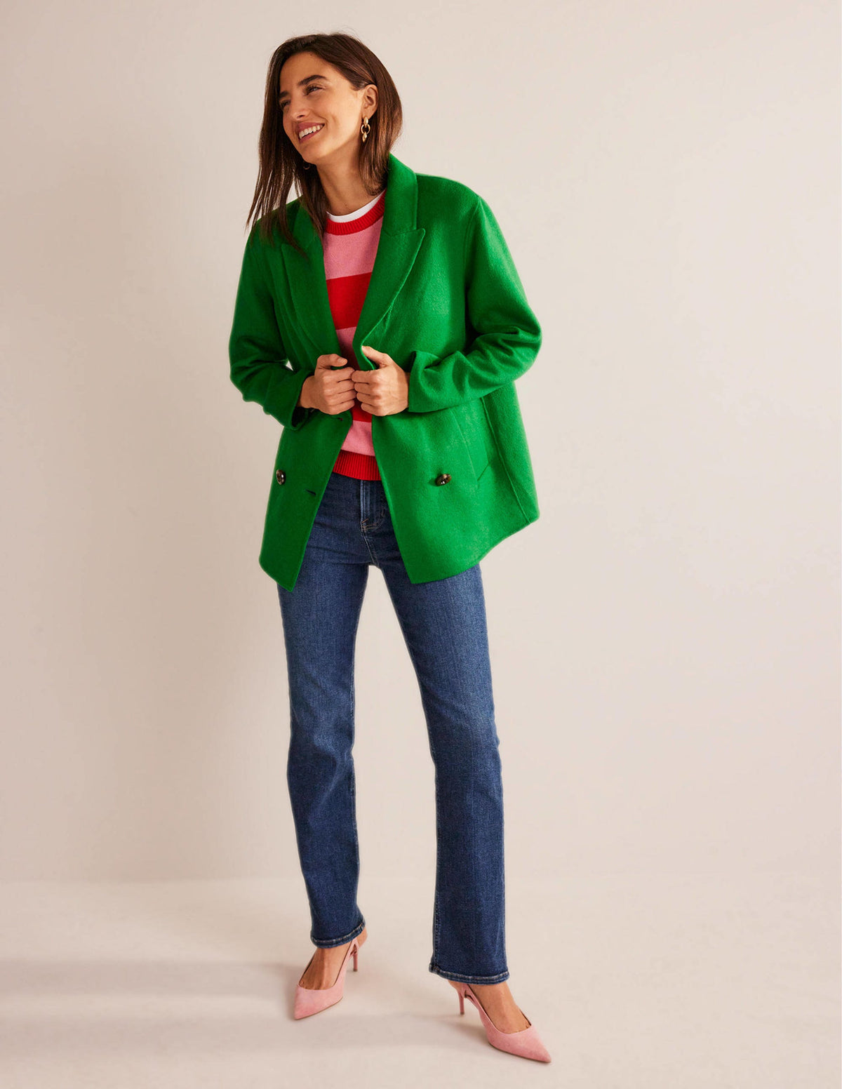 Wool-Blend Pea Coat-Highland Green - Image 5