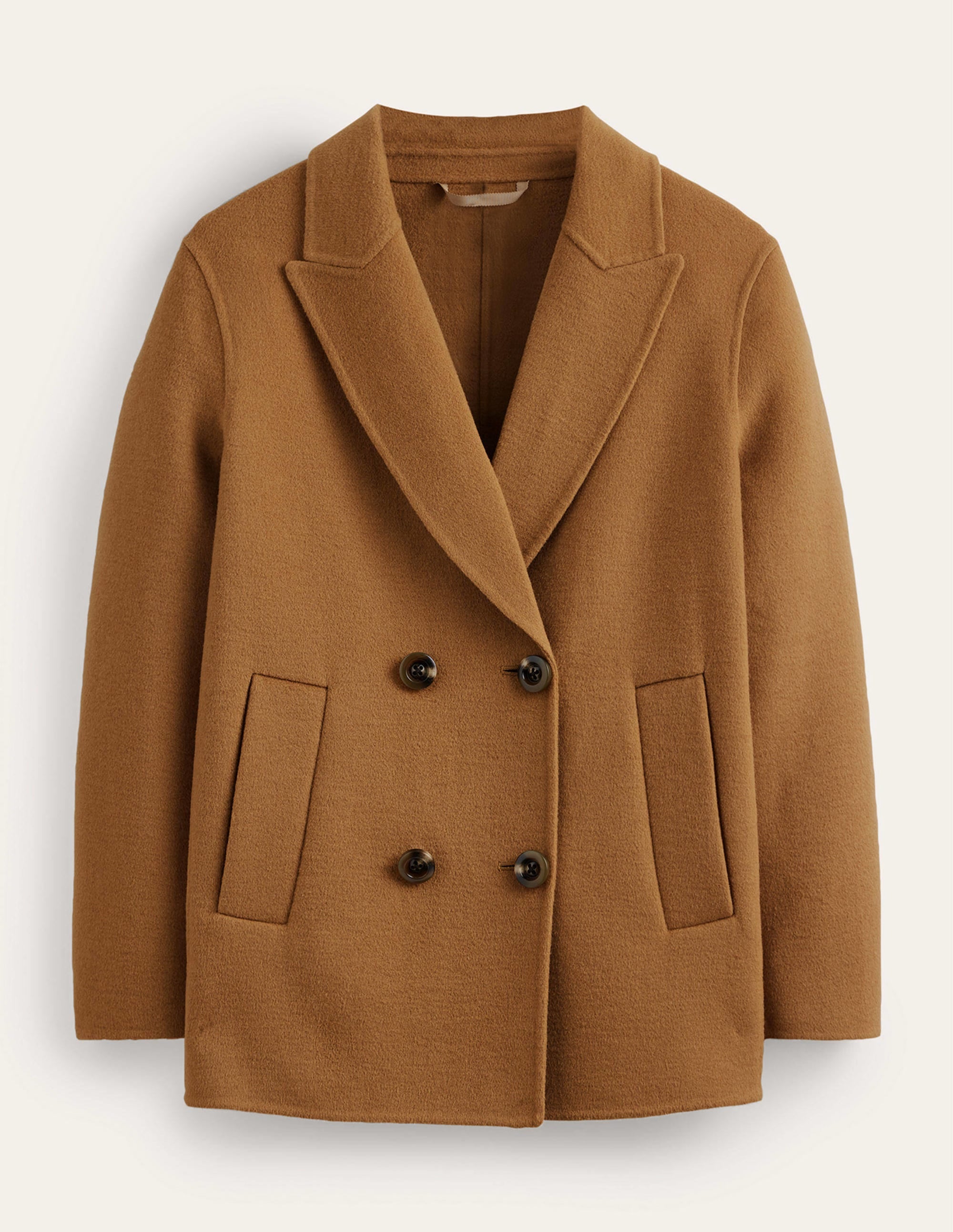 Wool-Blend Pea Coat-Camel - Image 7