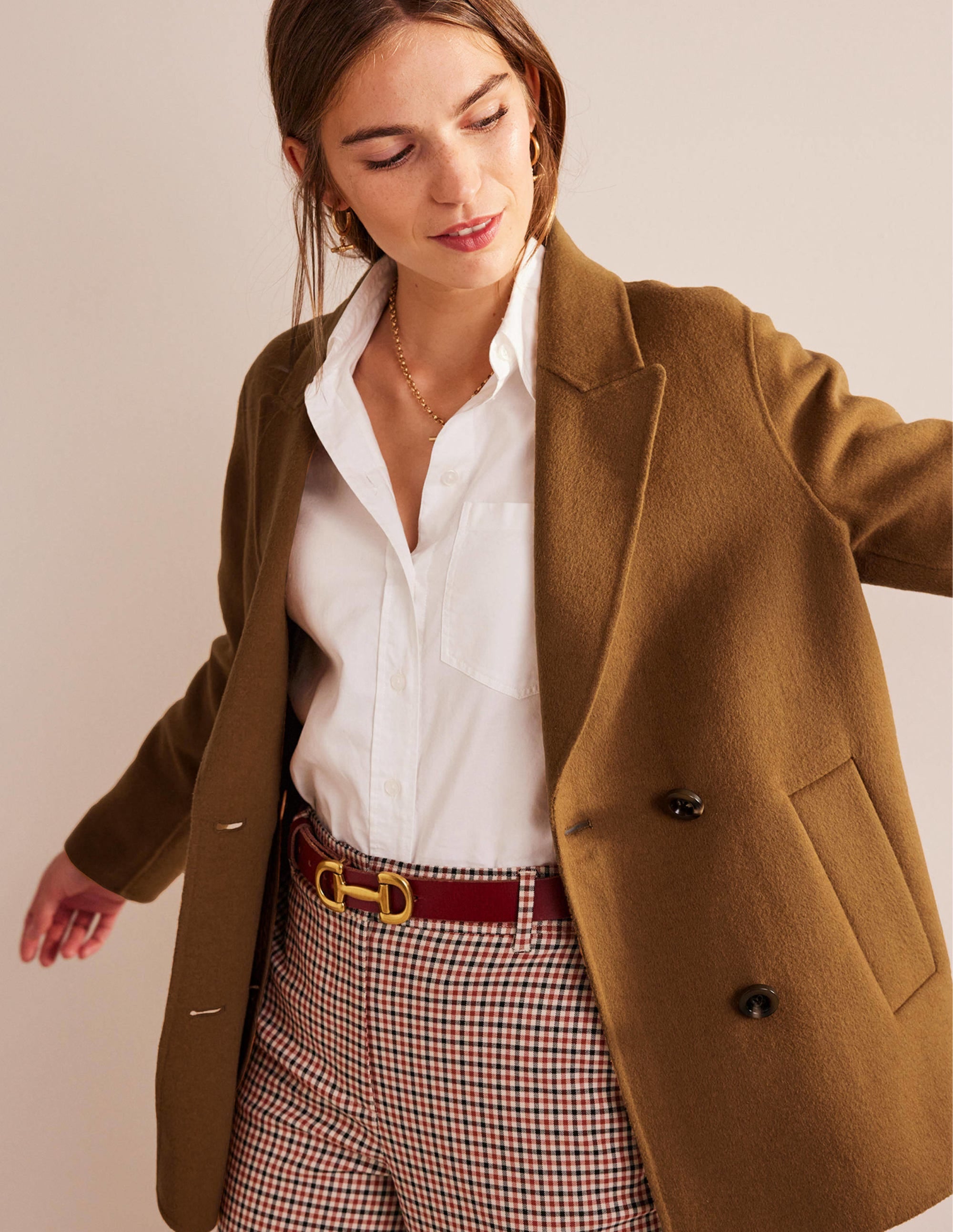 Wool-Blend Pea Coat-Camel - Image 5