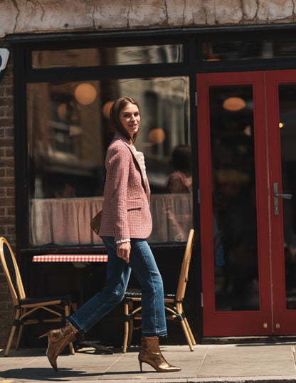 Marylebone Checked Blazer-Berry Drawn Check