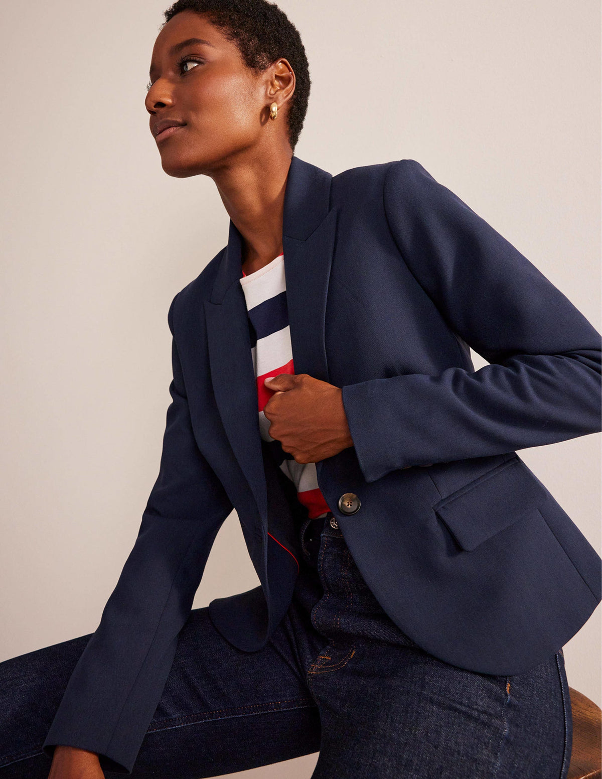 The Canonbury Tailored Blazer-Navy-1