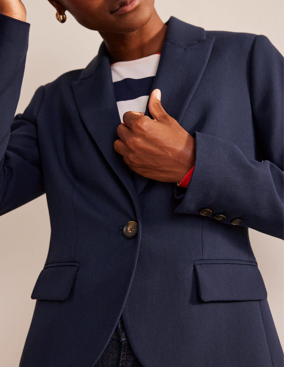 The Canonbury Tailored Blazer-Navy - Image 2