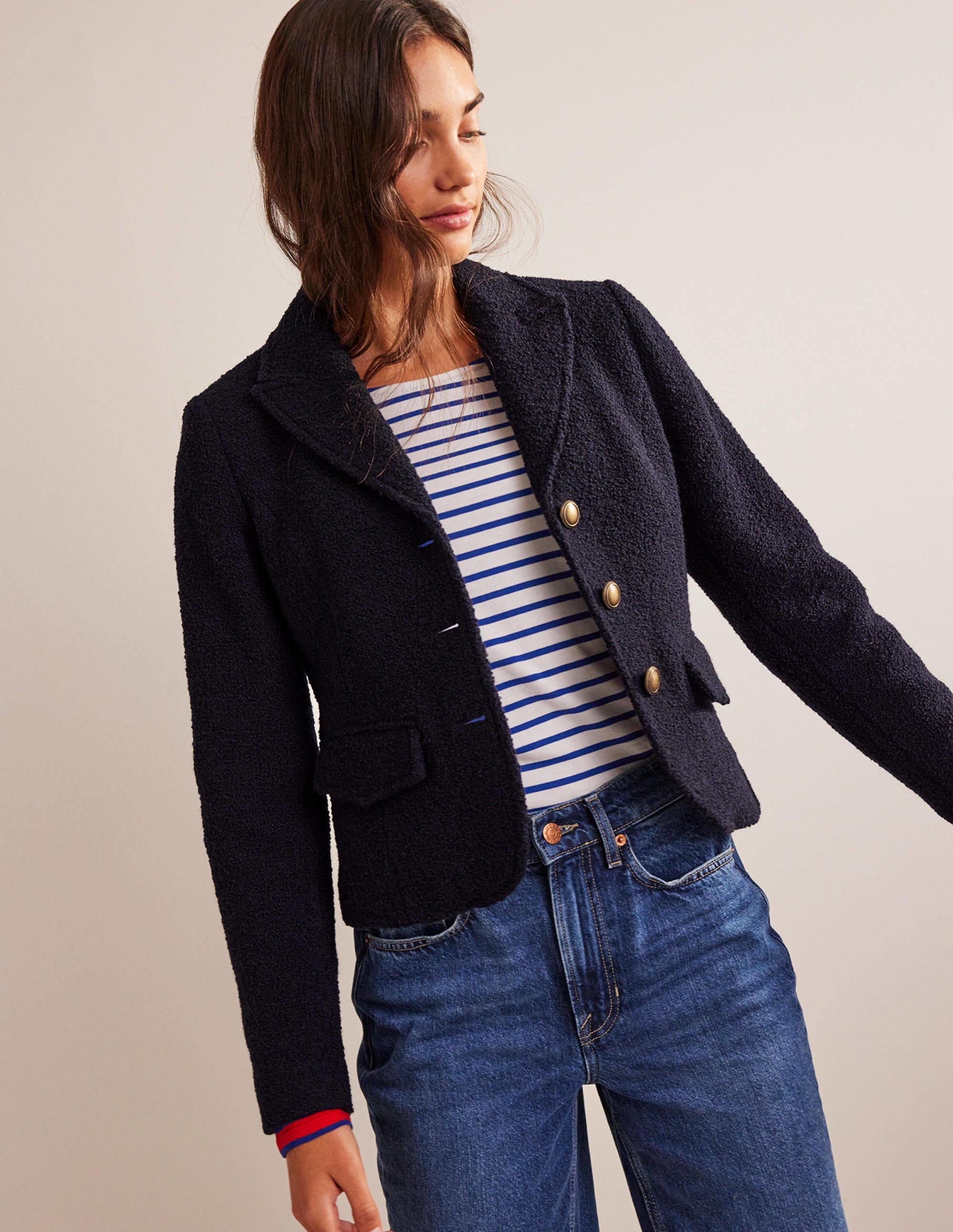 Ely Textured Jacket-Navy - Image 1