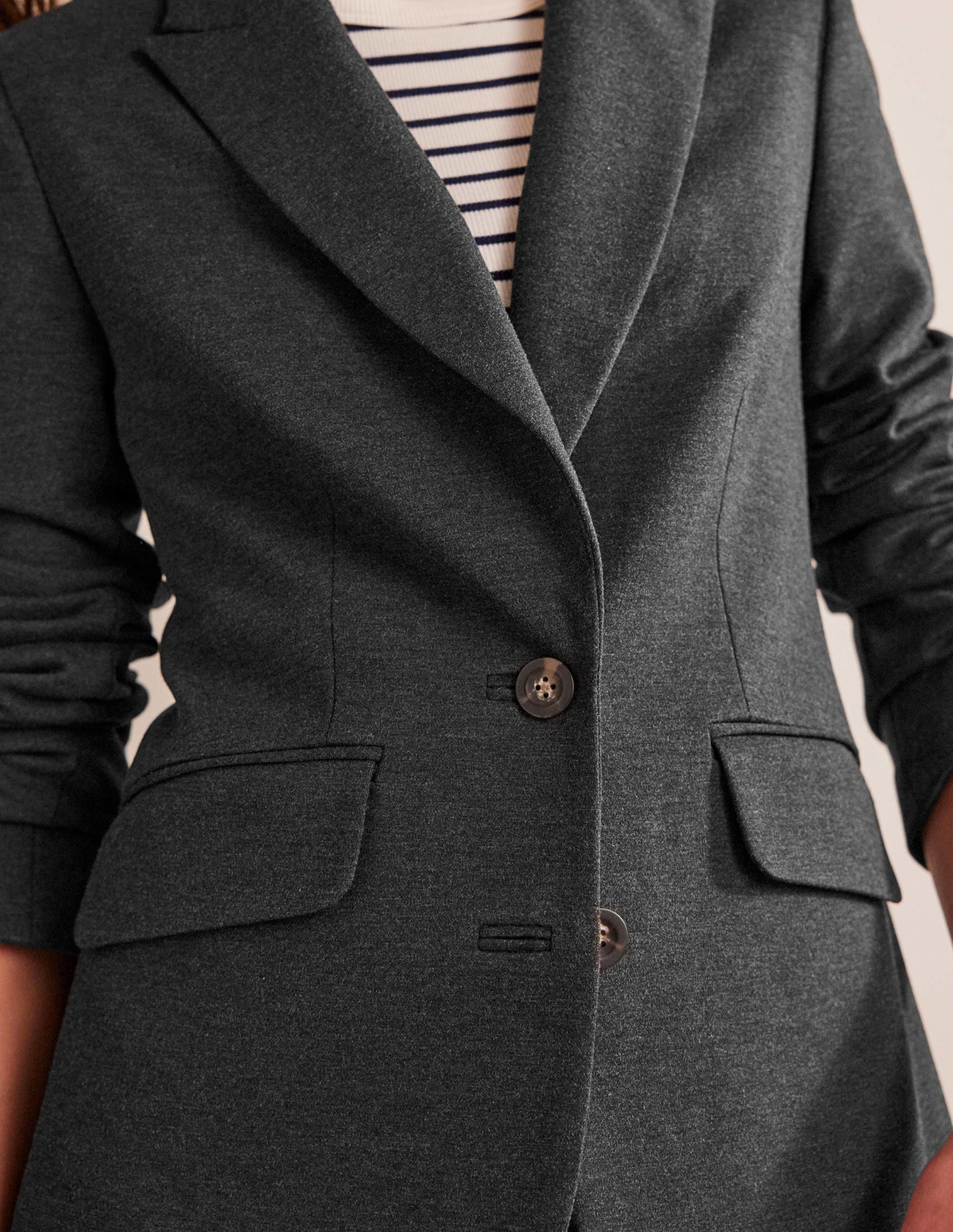 Marylebone Ponte Blazer-Charcoal Marl-2