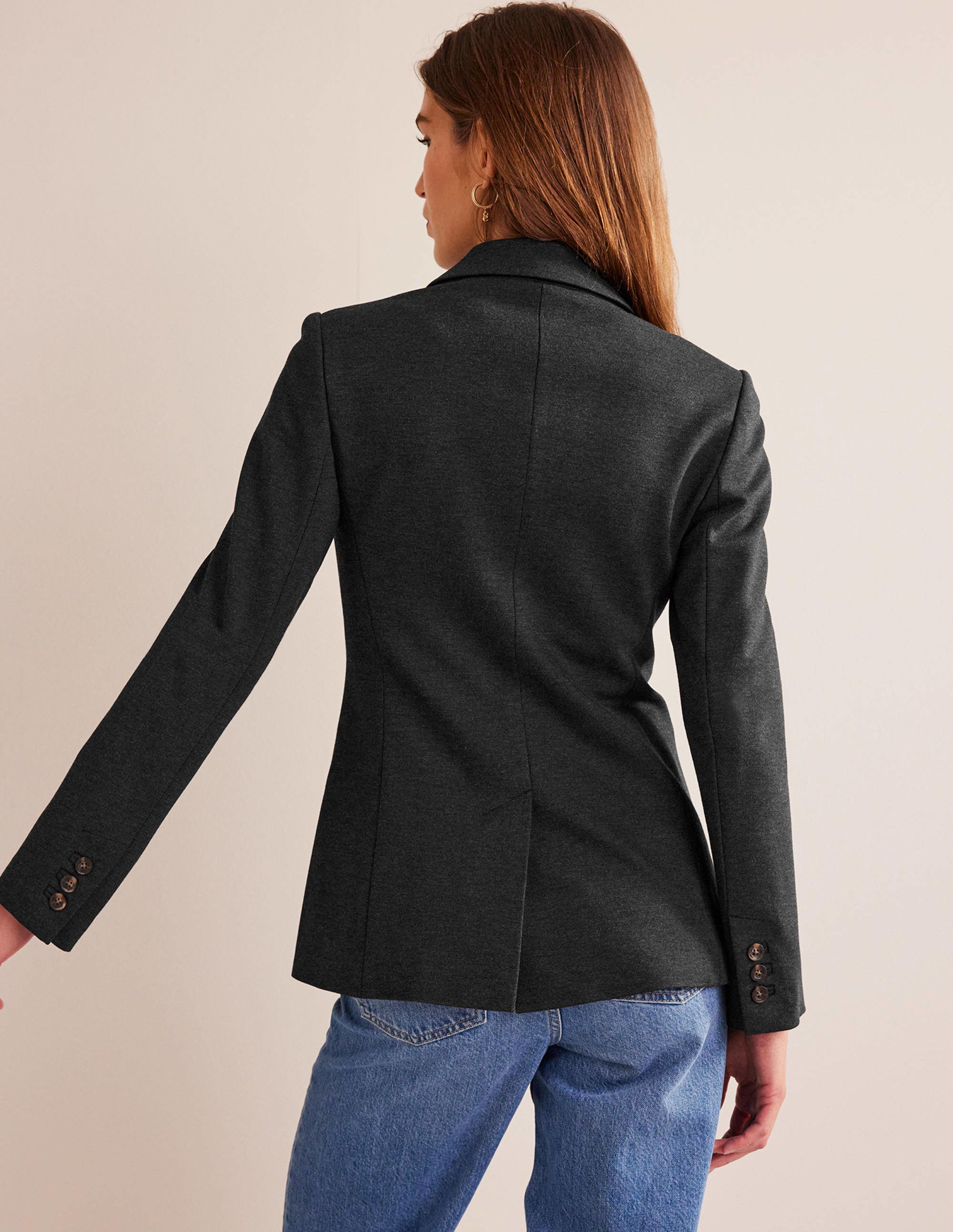 Marylebone Ponte Blazer-Charcoal Marl - Image 3