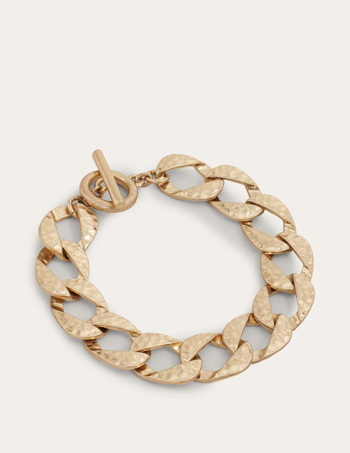 Hammered Flat Chain Bracelet-Gold - Image 1
