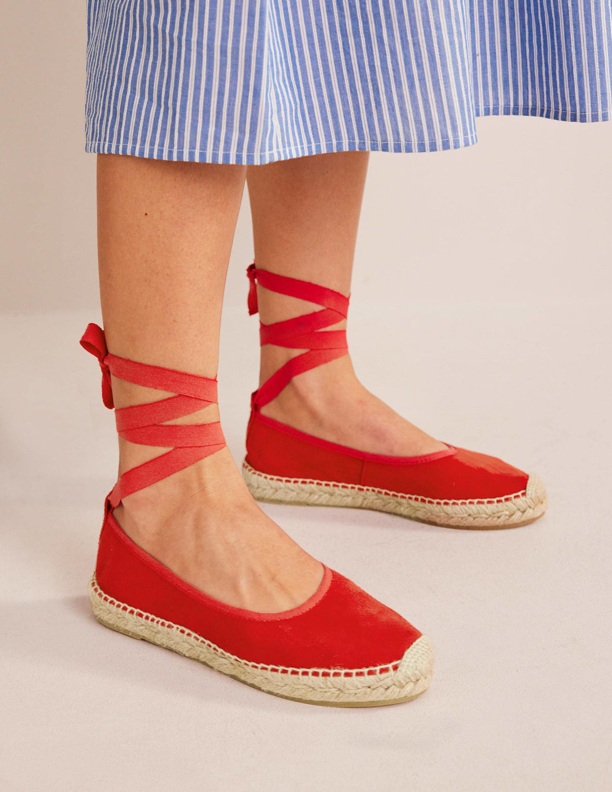 Ankle Tie Espadrilles-Vermillion-1