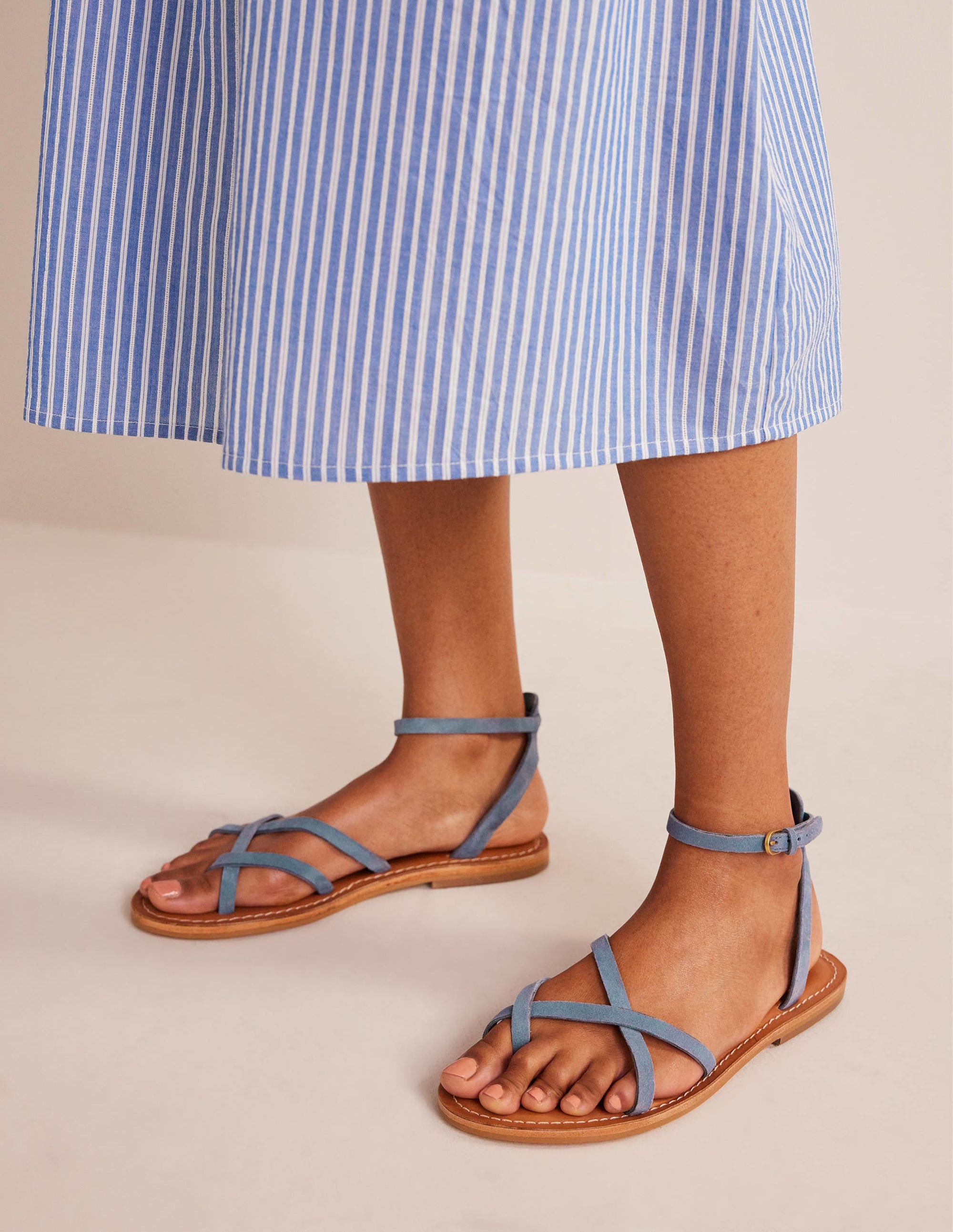 Easy Flat Sandals-Corporal Blue Suede - Image 1
