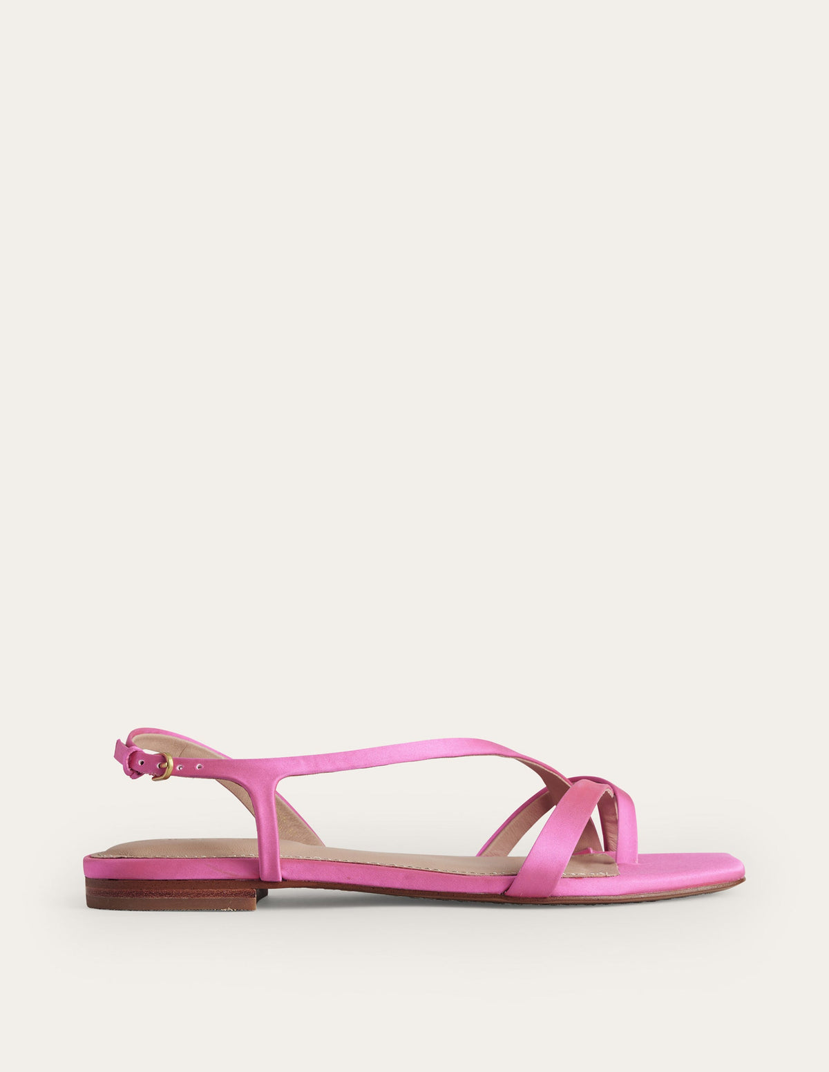 Satin Toe Loop Flat Sandals-Festival Pink Satin - Image 3