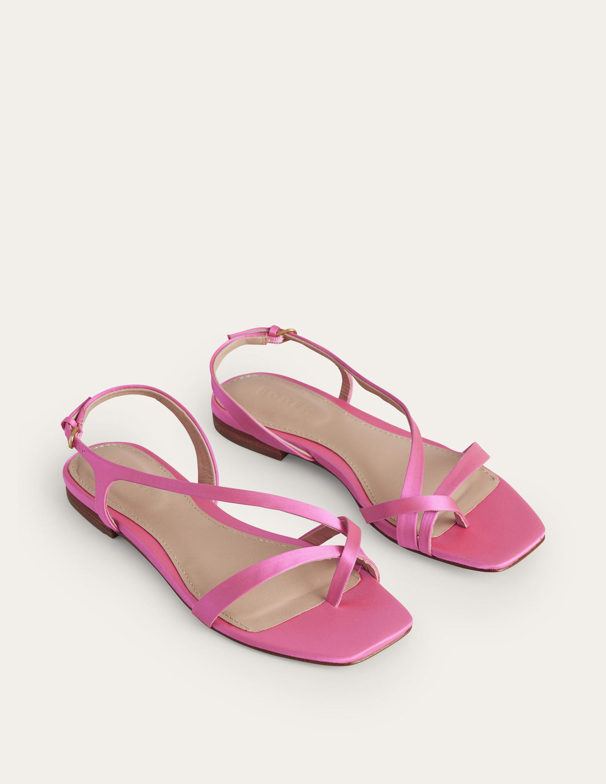 Satin Toe Loop Flat Sandals-Festival Pink Satin - Image 4