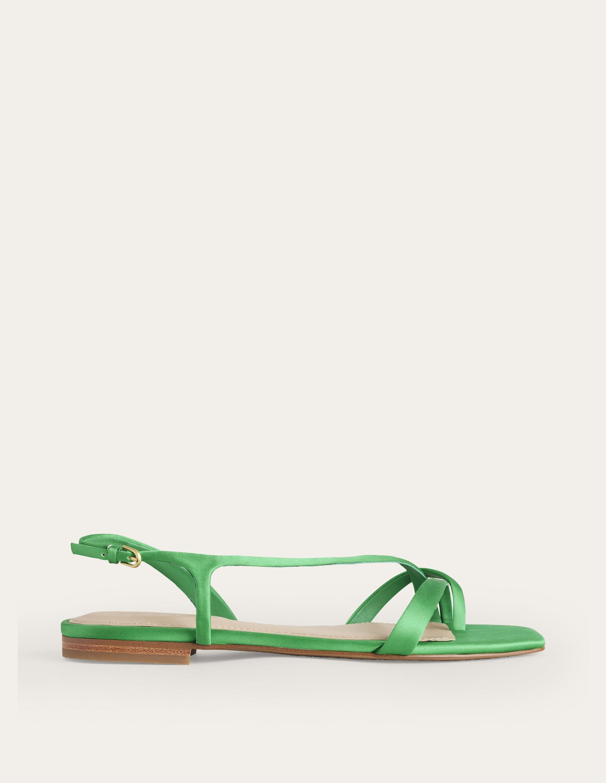 Satin Toe Loop Flat Sandals-Bright Green Satin-2