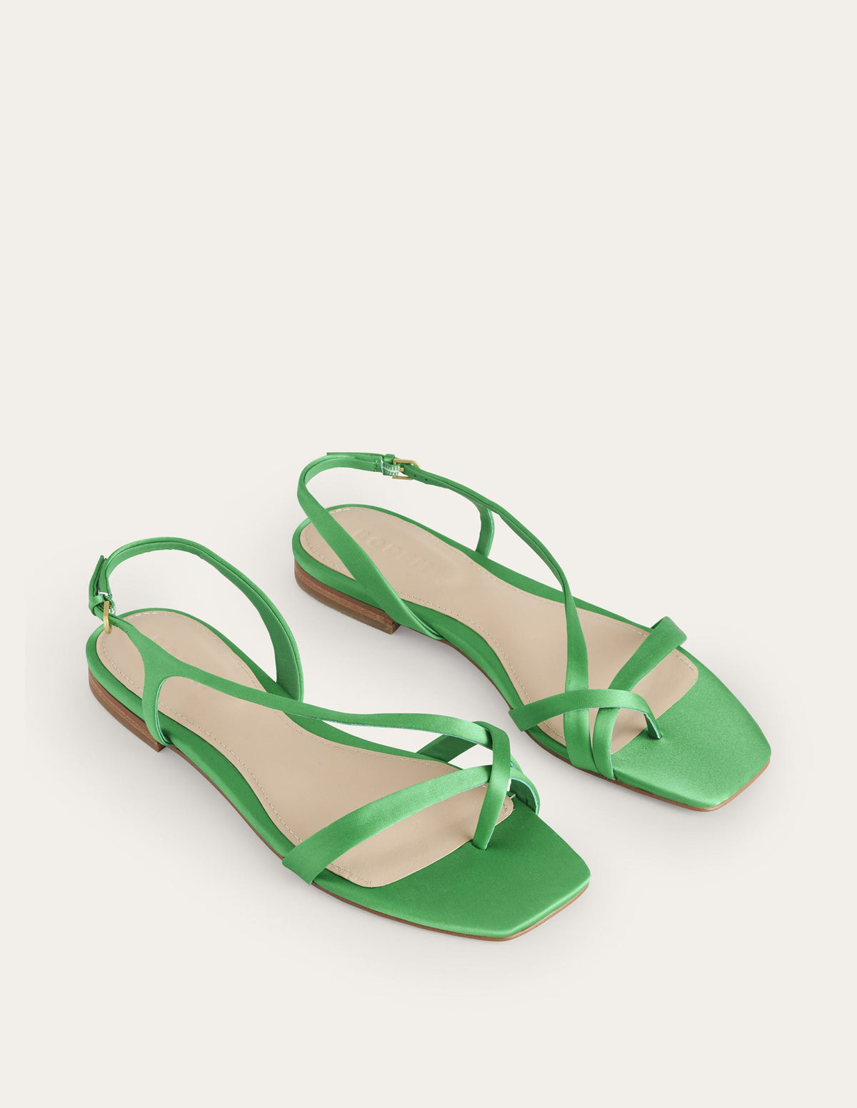 Satin Toe Loop Flat Sandals-Bright Green Satin - Image 3