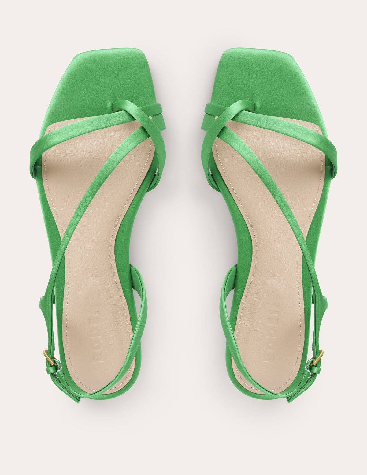 Satin Toe Loop Flat Sandals-Bright Green Satin - Image 5