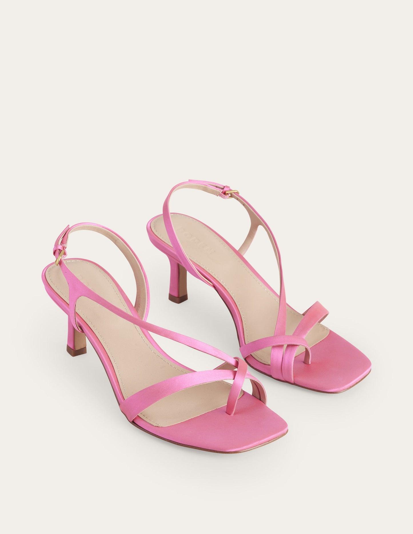 Satin Low-Heeled Sandals-Festival Pink