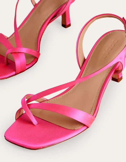 Satin Low-Heeled Sandals-Festival Pink