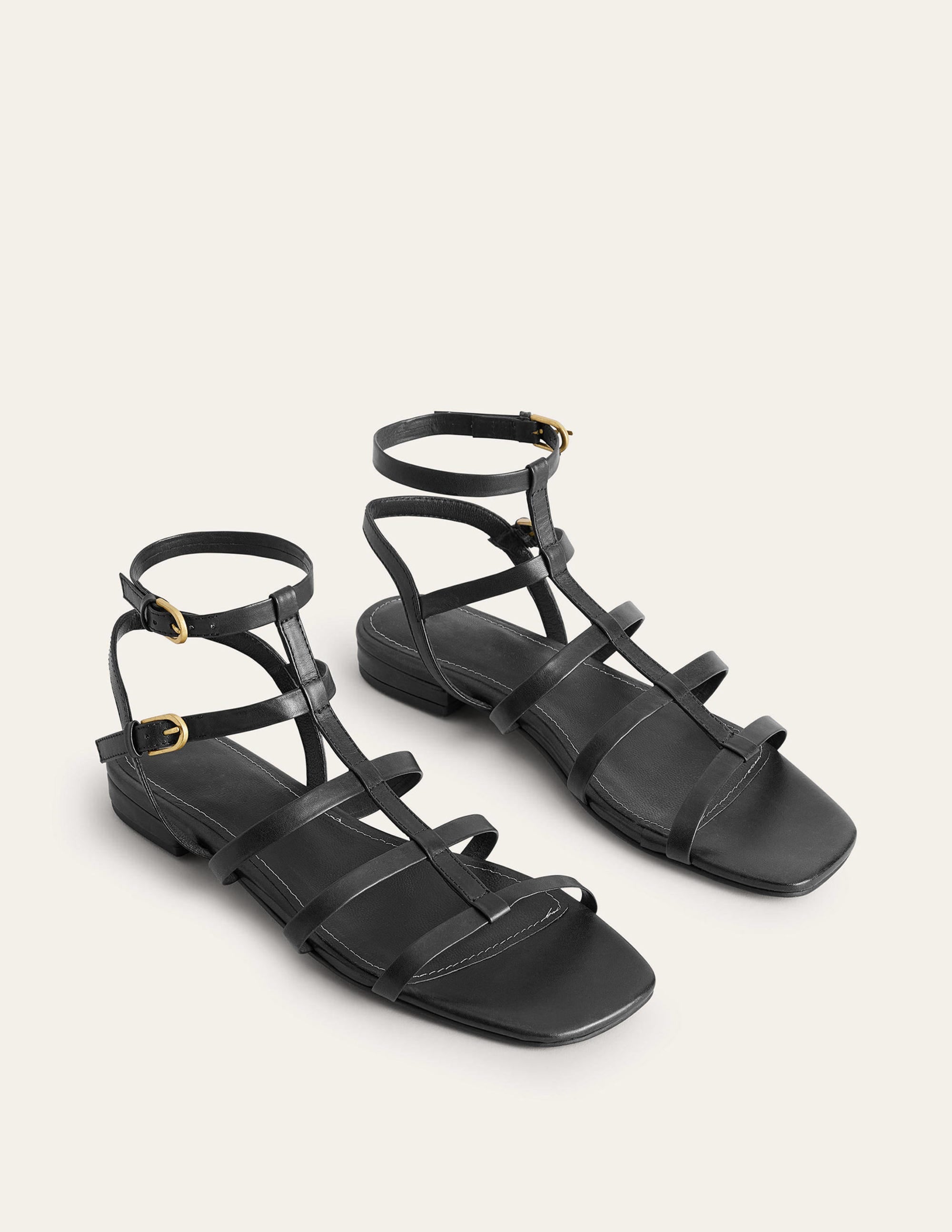 Leather Gladiator Sandals-Black - Image 3
