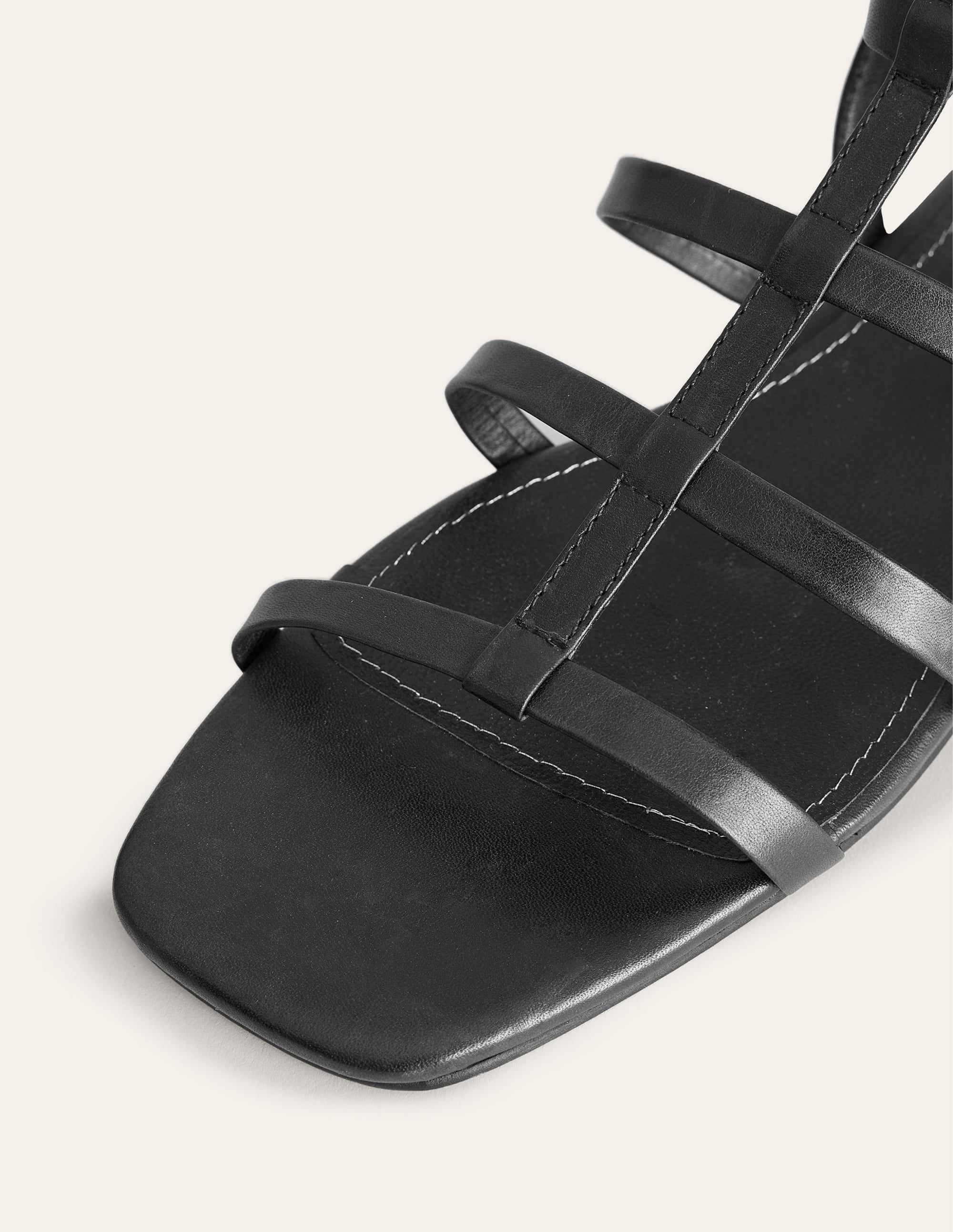 Leather Gladiator Sandals-Black - Image 4