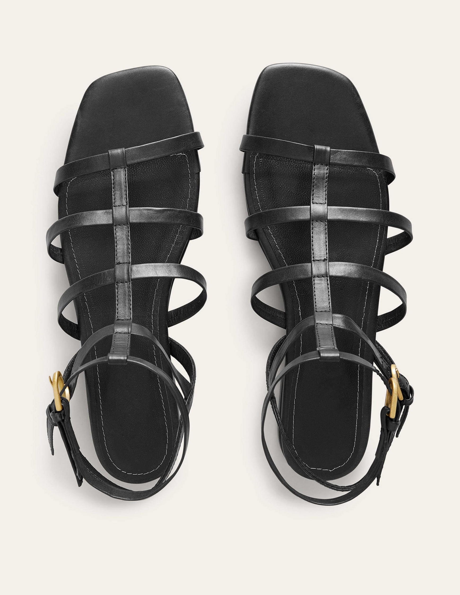 Leather Gladiator Sandals-Black-5