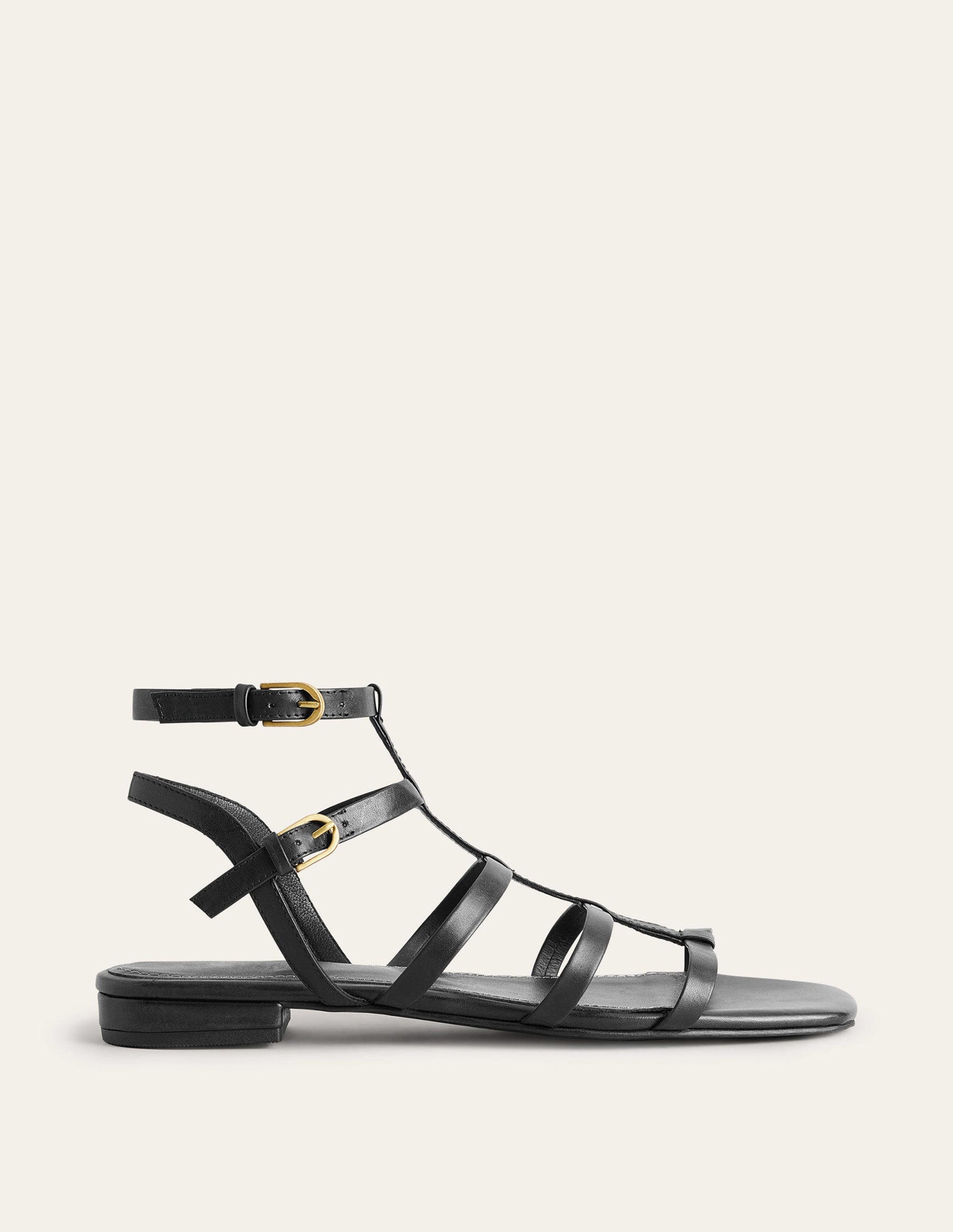 Leather Gladiator Sandals-Black-2