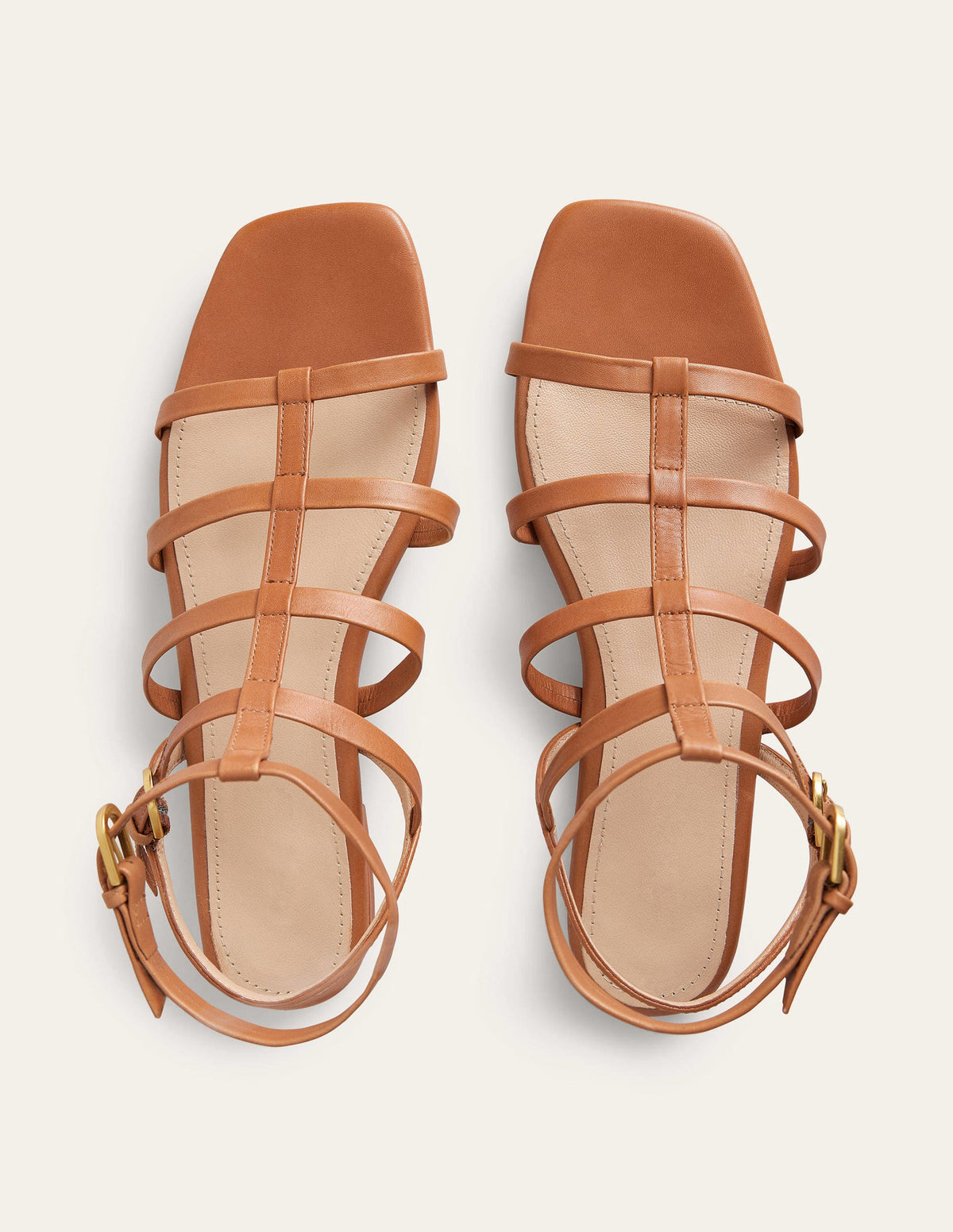 Leather Gladiator Sandals-Tan-5