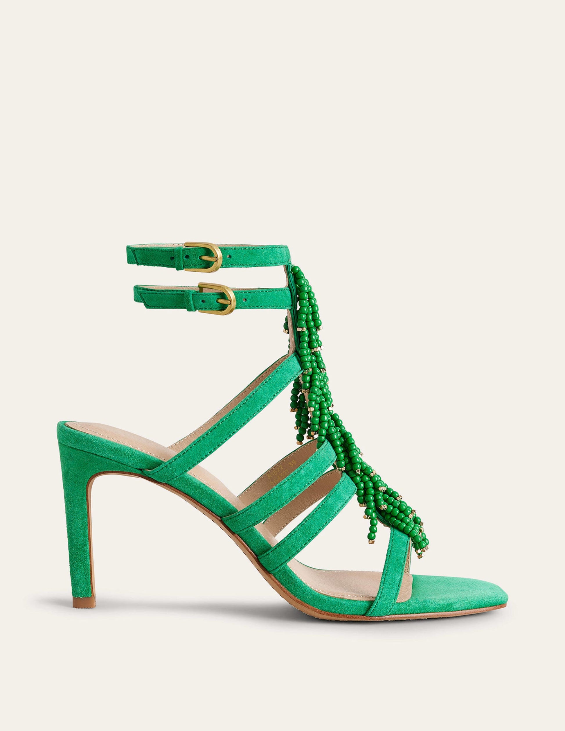 Beaded Heeled Sandals-Rich Emerald Green-2
