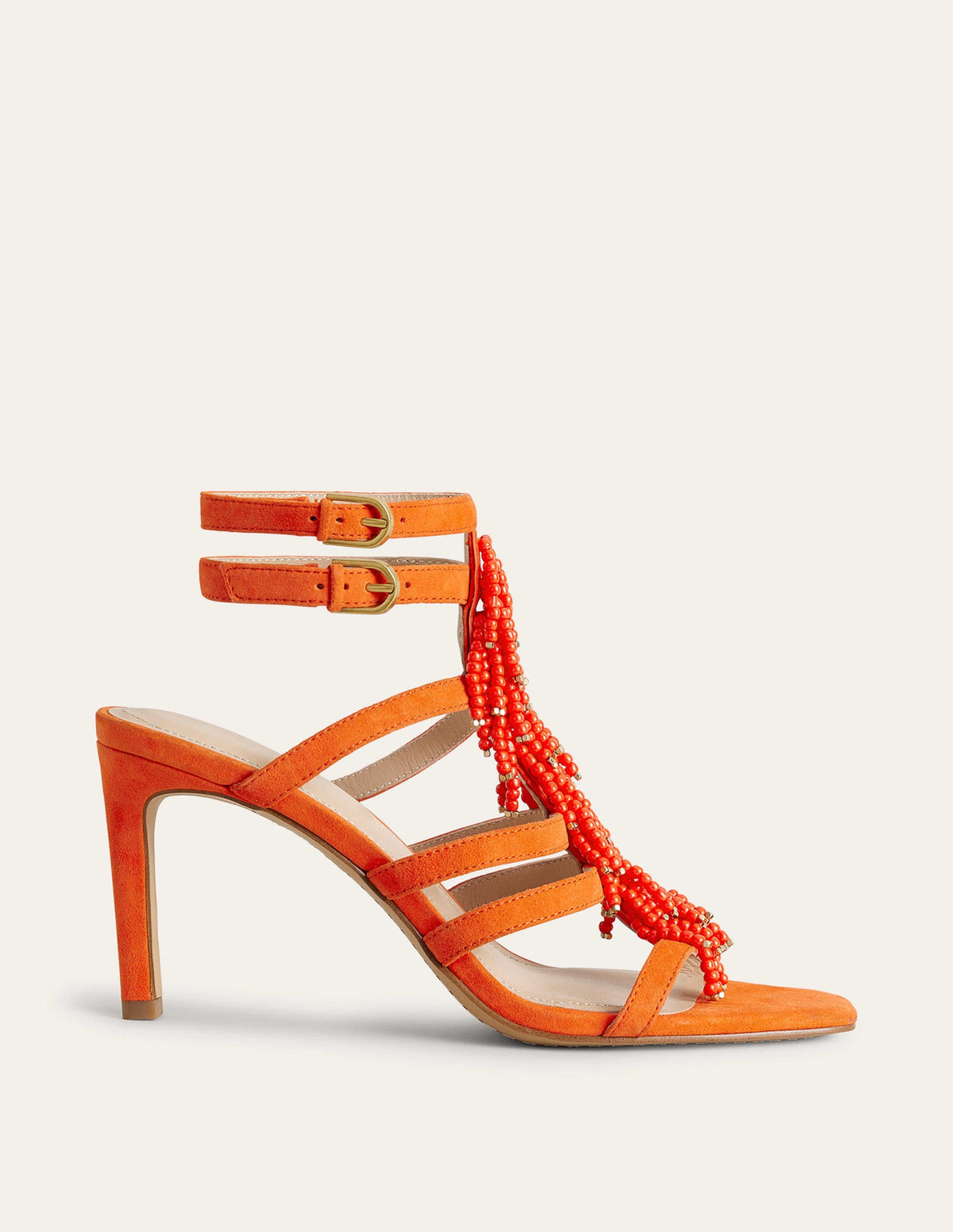 Beaded Heeled Sandals-Blood Orange - Image 3