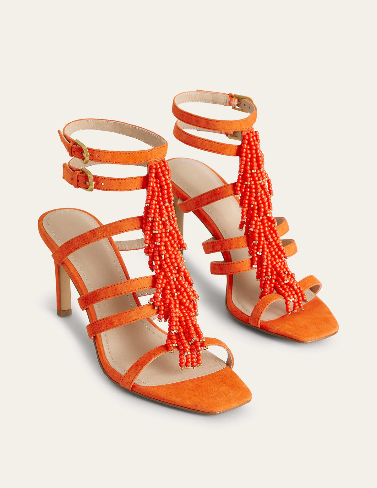 Beaded Heeled Sandals-Blood Orange - Image 4