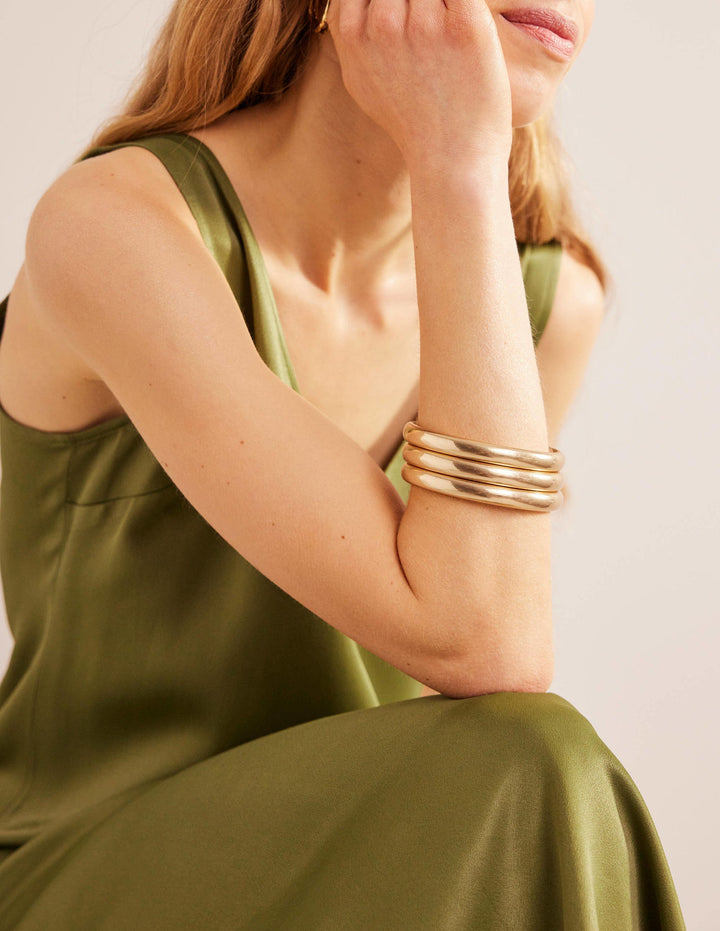 3 Pack Chunky Bangles-Gold