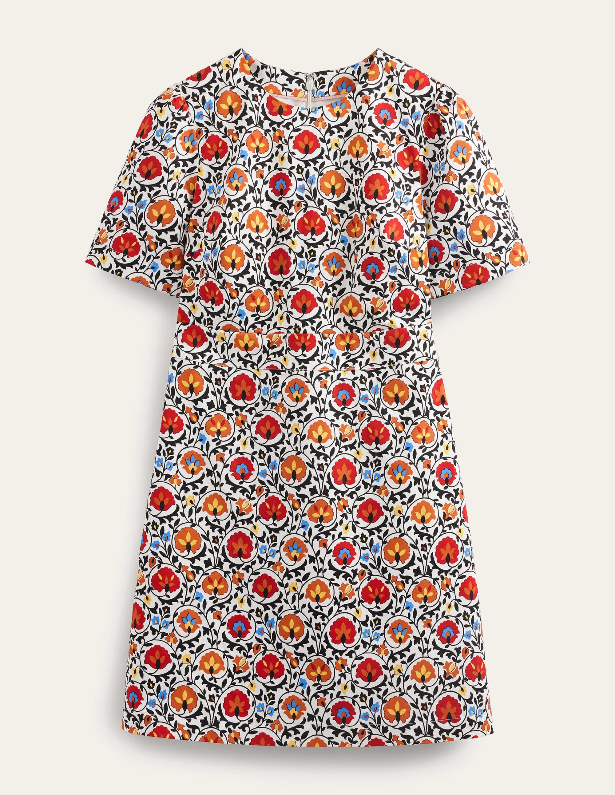 Cotton Mini Shift Dress-Multi, Enchanting Bloom - Image 6