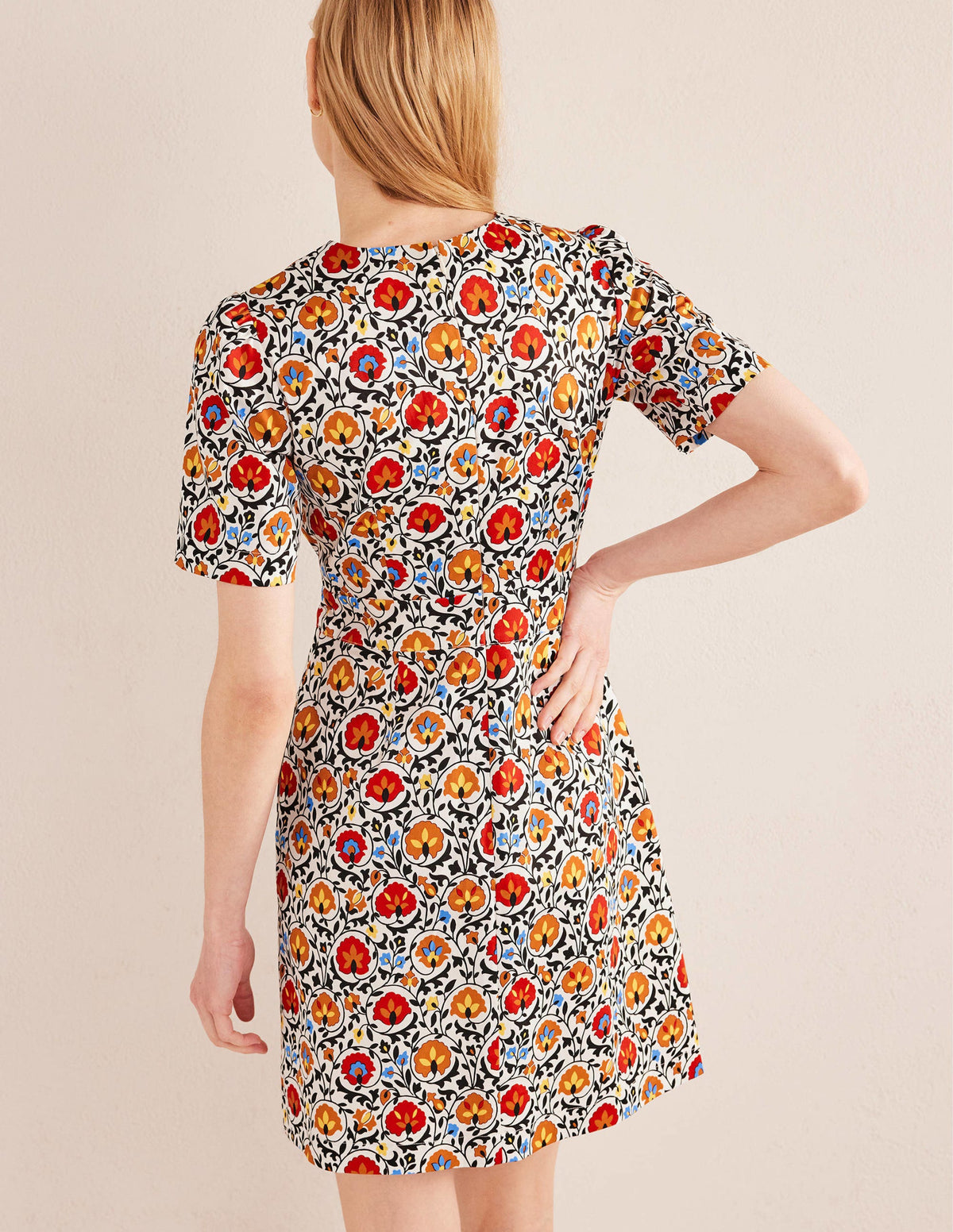 Cotton Mini Shift Dress-Multi, Enchanting Bloom - Image 3